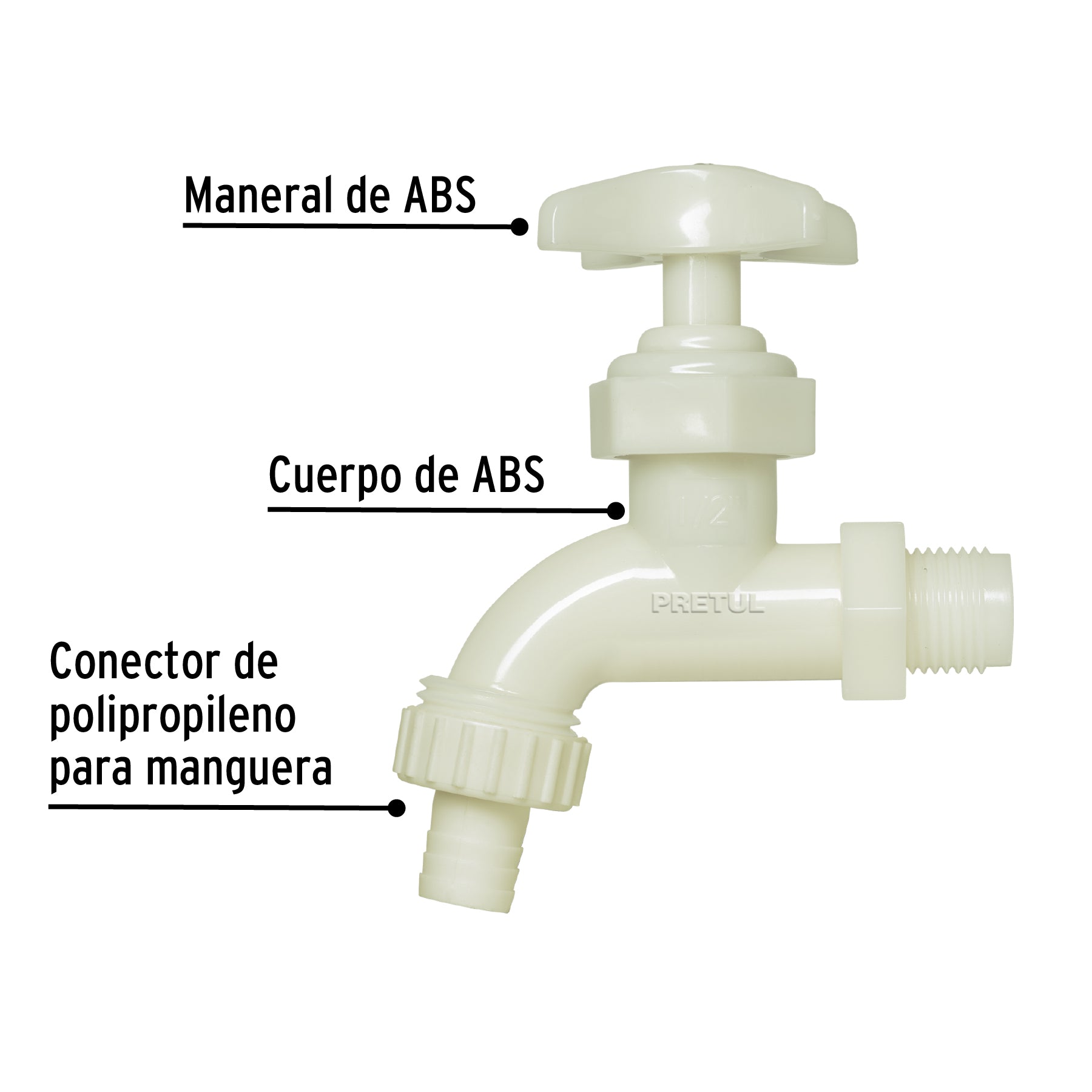 Caño plástico de naríz 1/2" para jardín, 59 g, Pretul - 29030