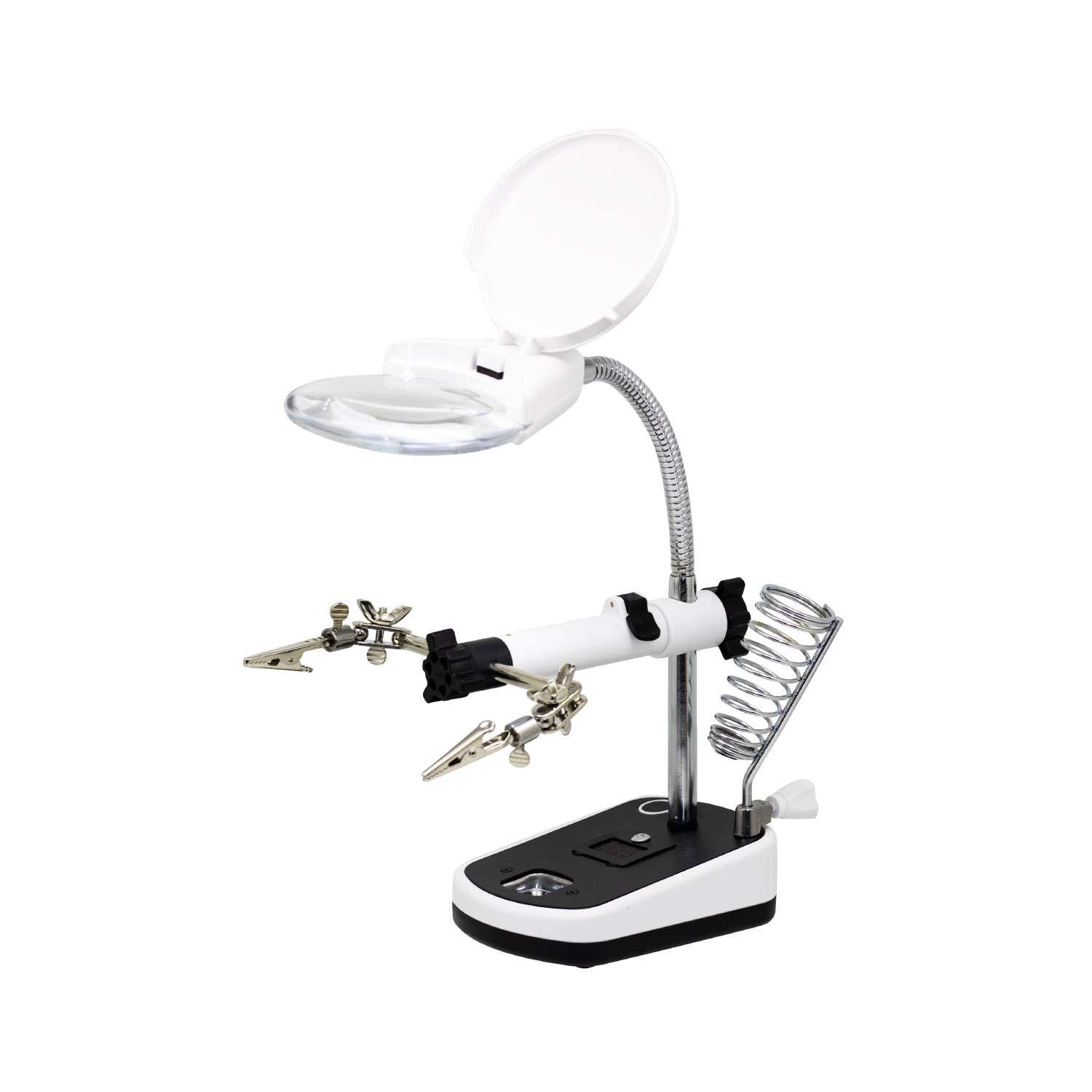 Soporte para Cautín con Lupa, Luz LED y Pinzas EDI-16090C