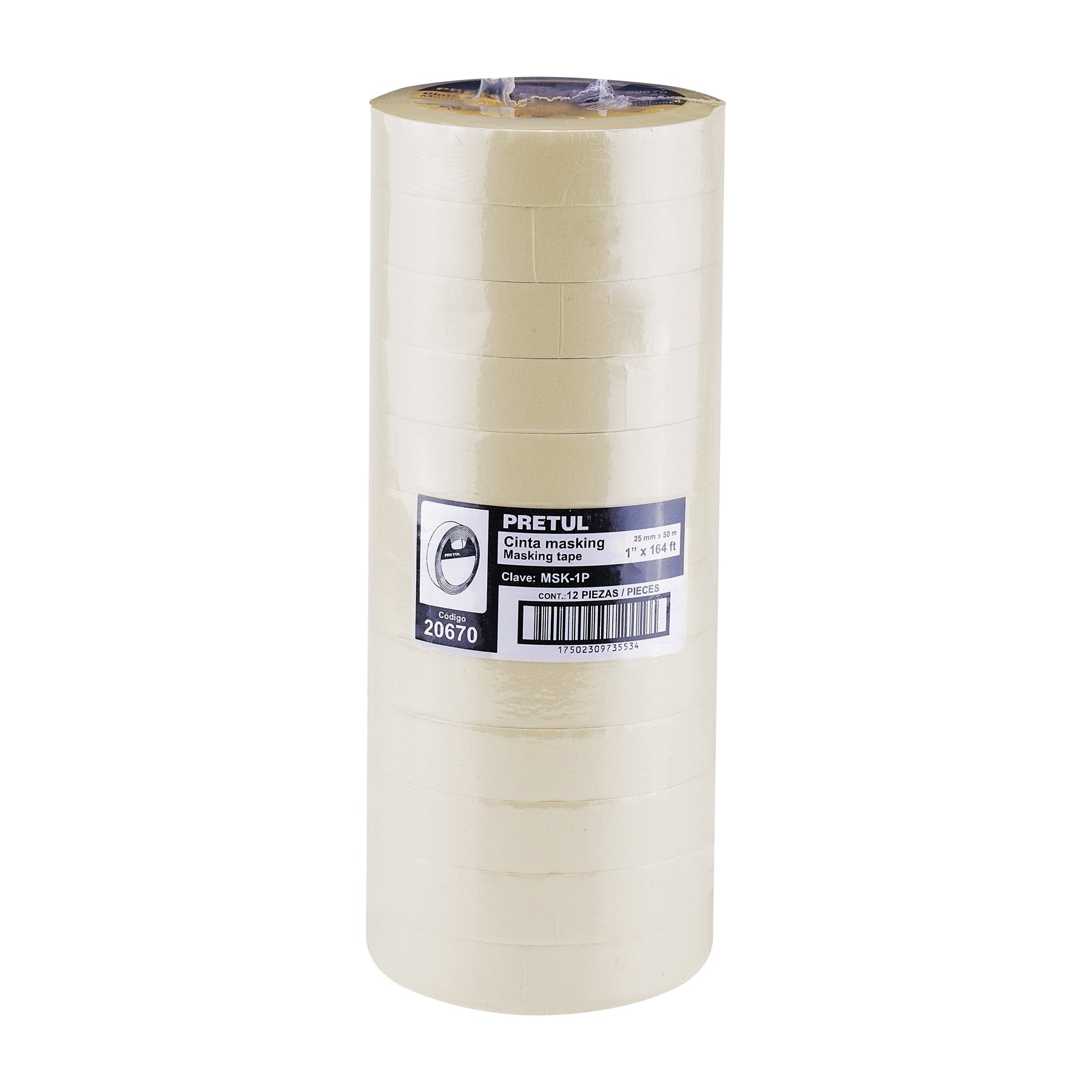 Cinta masking tape de 1" x 50 m, Pretul - 20670