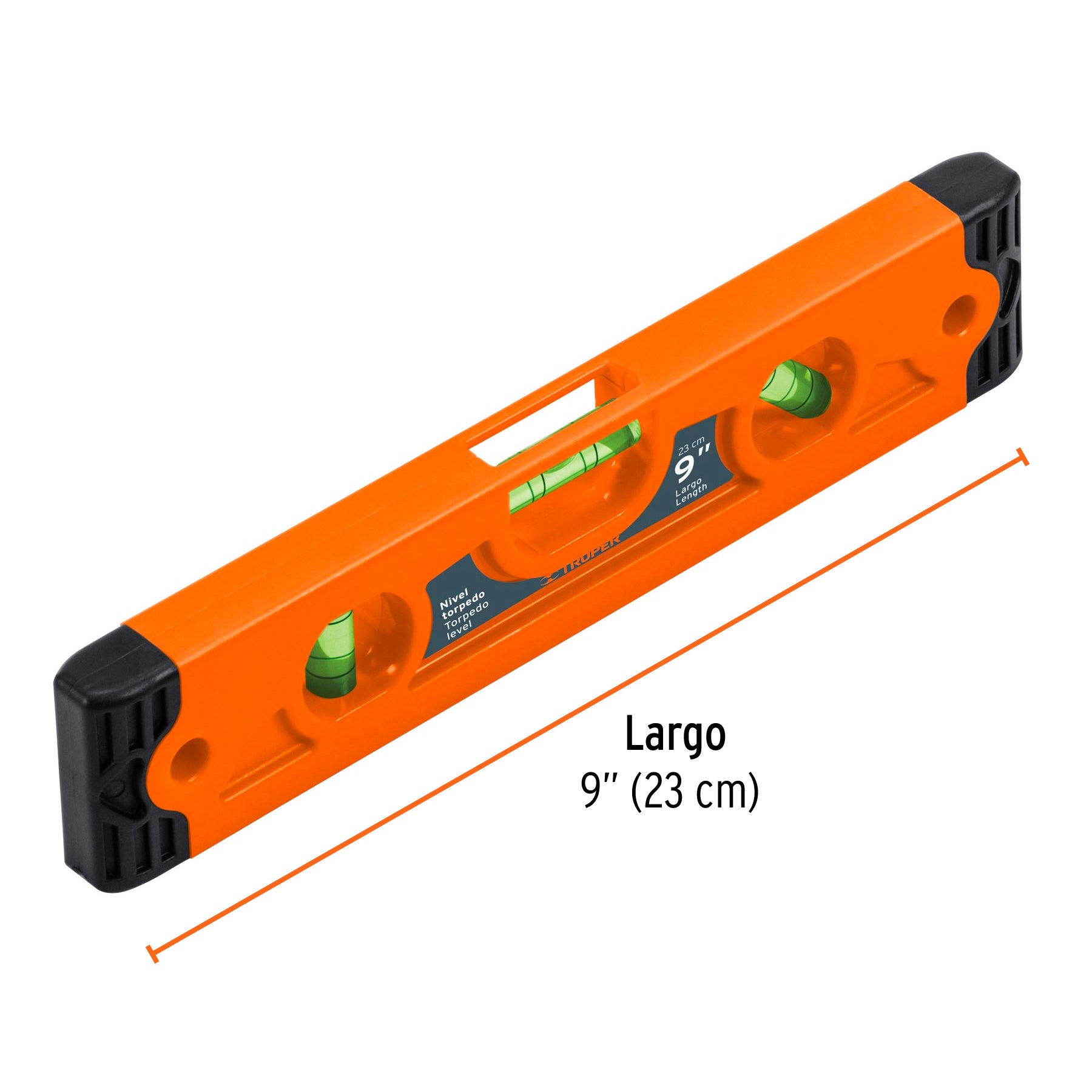 Nivel torpedo de 9" magnético cuerpo de ABS, Truper - 11223