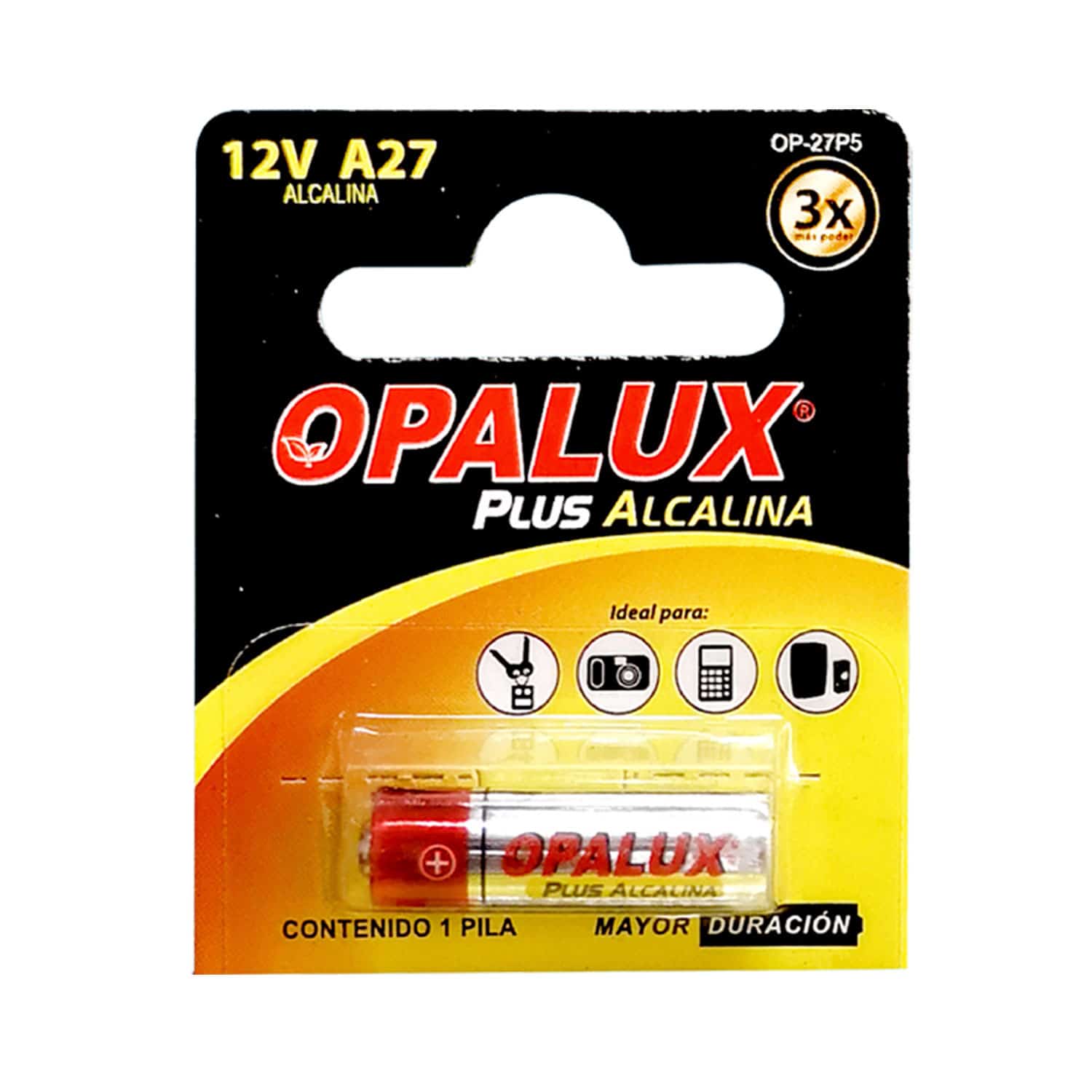 Pila alcalina A27 plus 12v Set5 OP-27P5 OPALUX