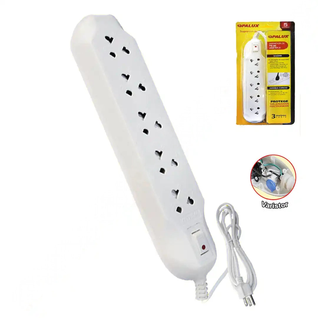 Supresor de pico 5 tomas 10Amp con switch ON/OFF 3mts OPALUX OP-305