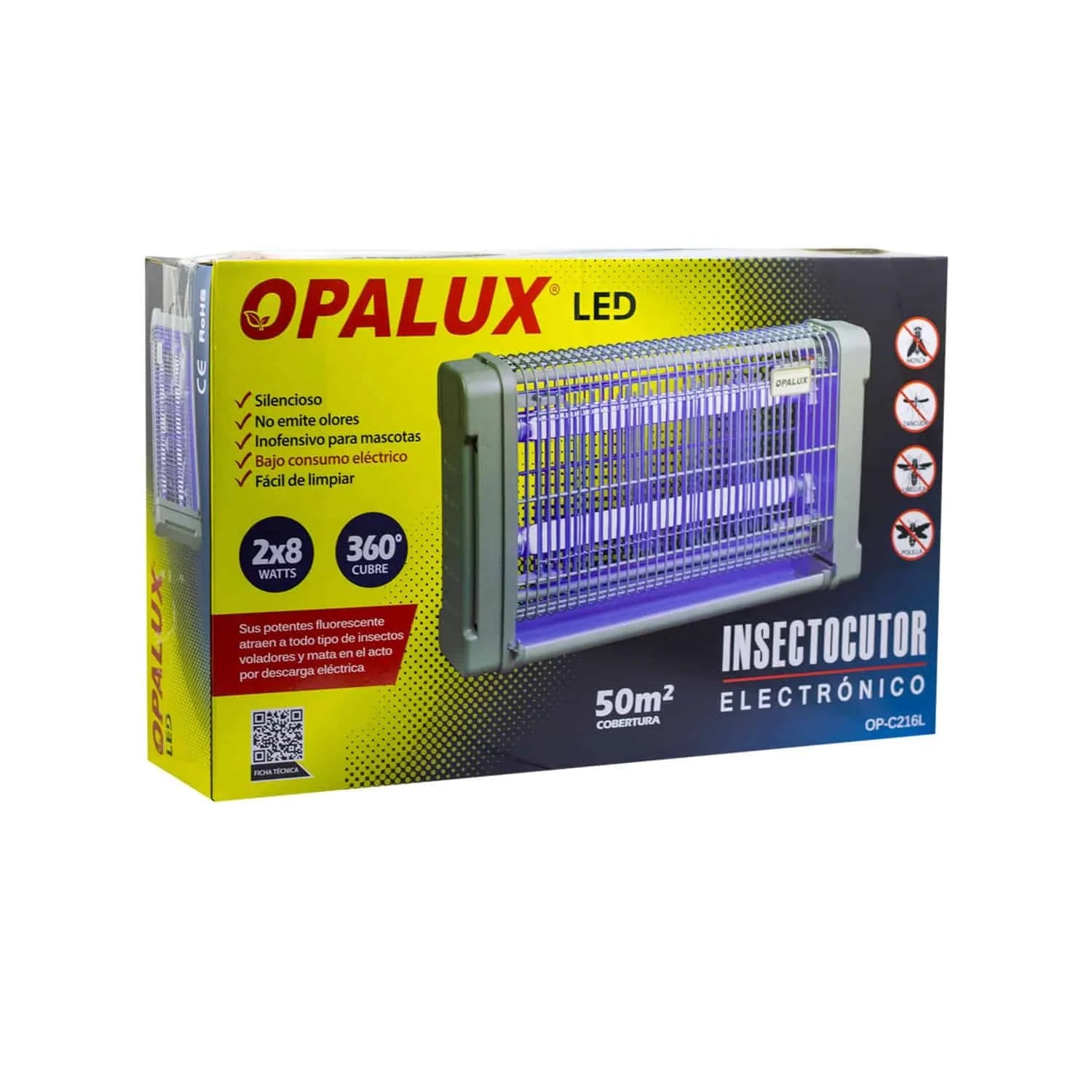 Insectocutor Electrónico Uv 16w 50m2 Opalux OP-C216L