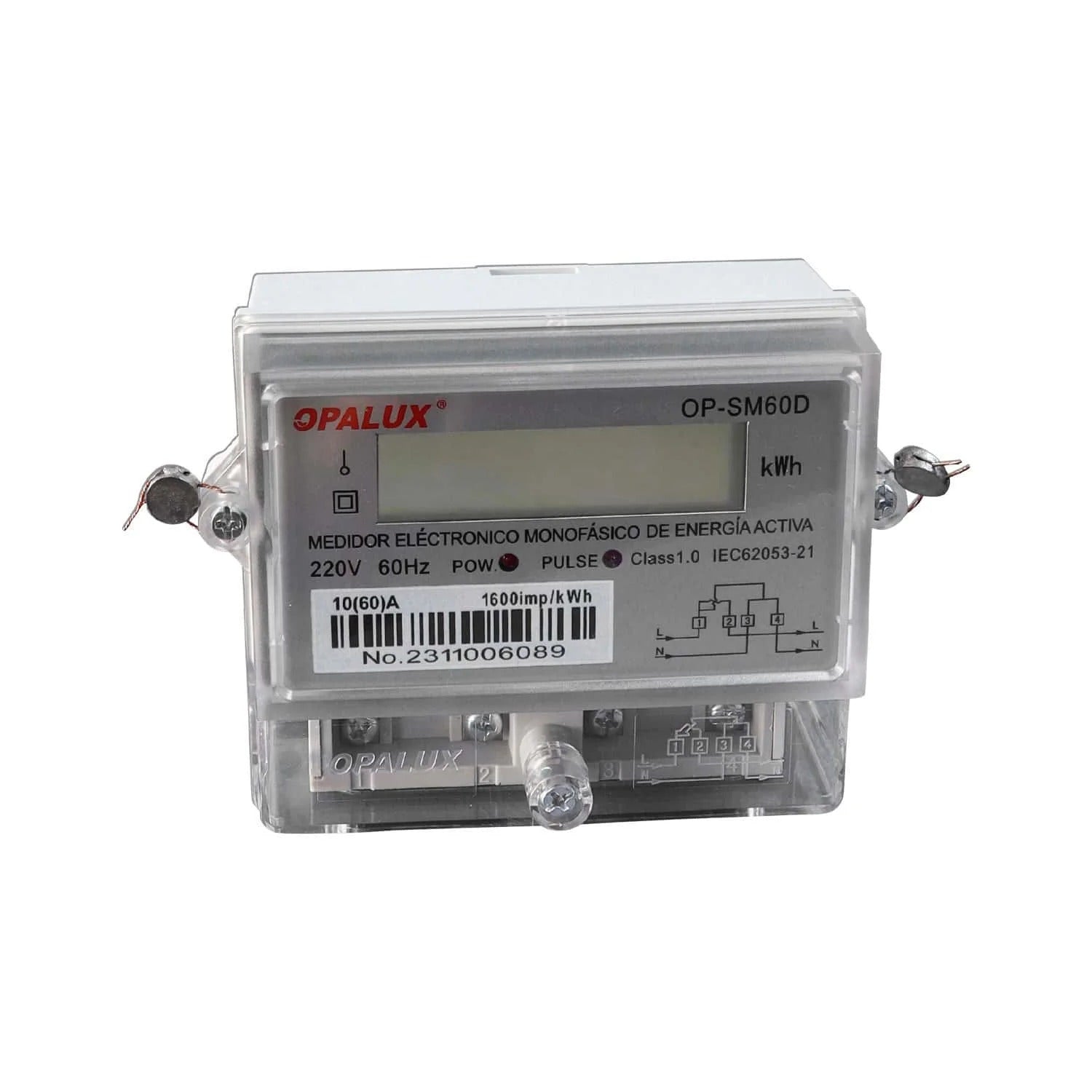 Medidor de Energía Monofásico Digital 220V OP-SM60D OPALUX