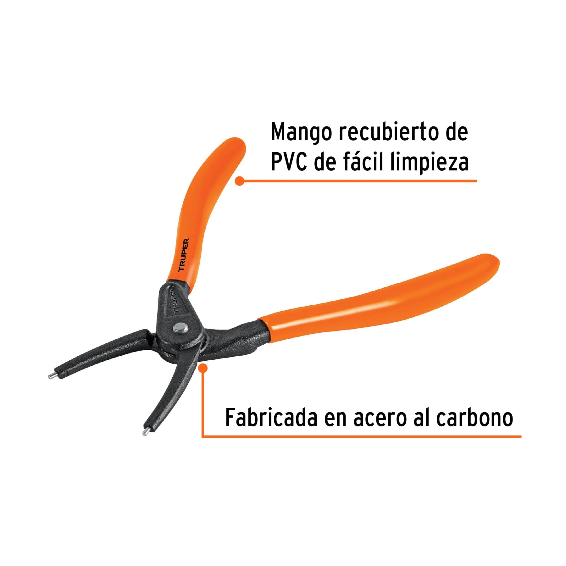 Alicate punta recta 7" para cerrar anillos, mango de PVC - 17361