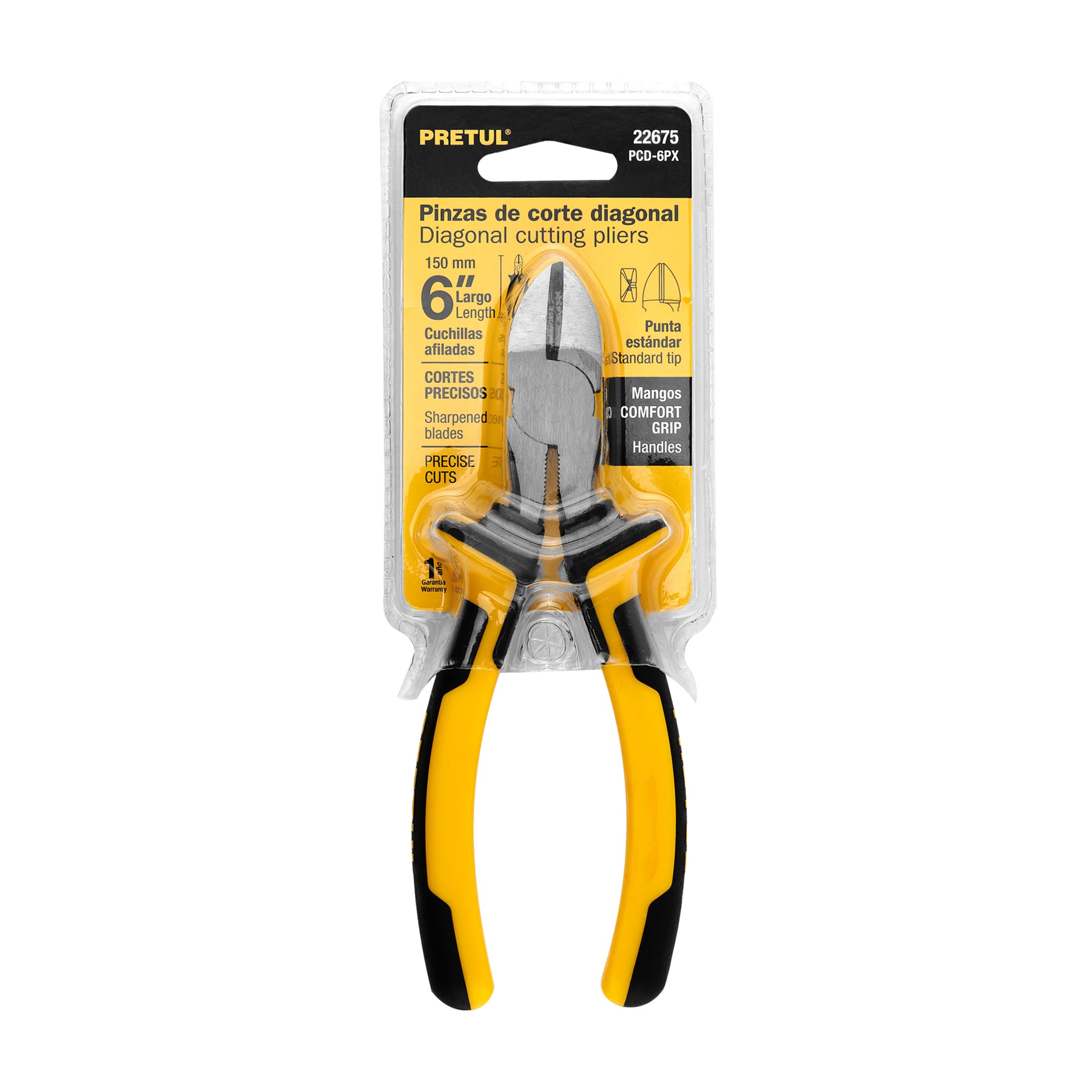 Alicate De Corte Diagonal De 6 Pulgadas Comfort Grip, Pretul - 22675