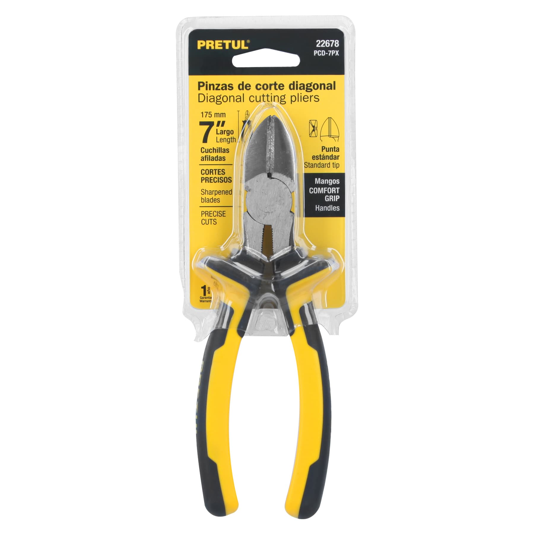 Alicate De Corte Diagonal De 7 Pulgadas Comfort Grip, Pretul - 22678
