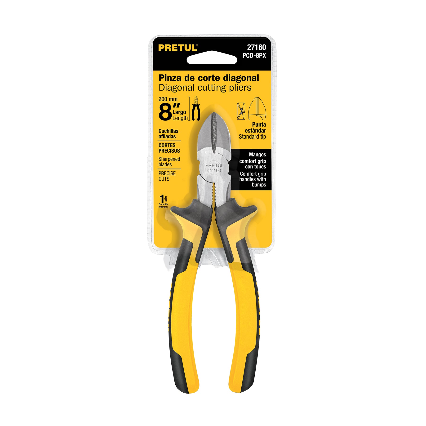 Pinza de corte diagonal 8" mango Comfort Grip, Pretul - 27160