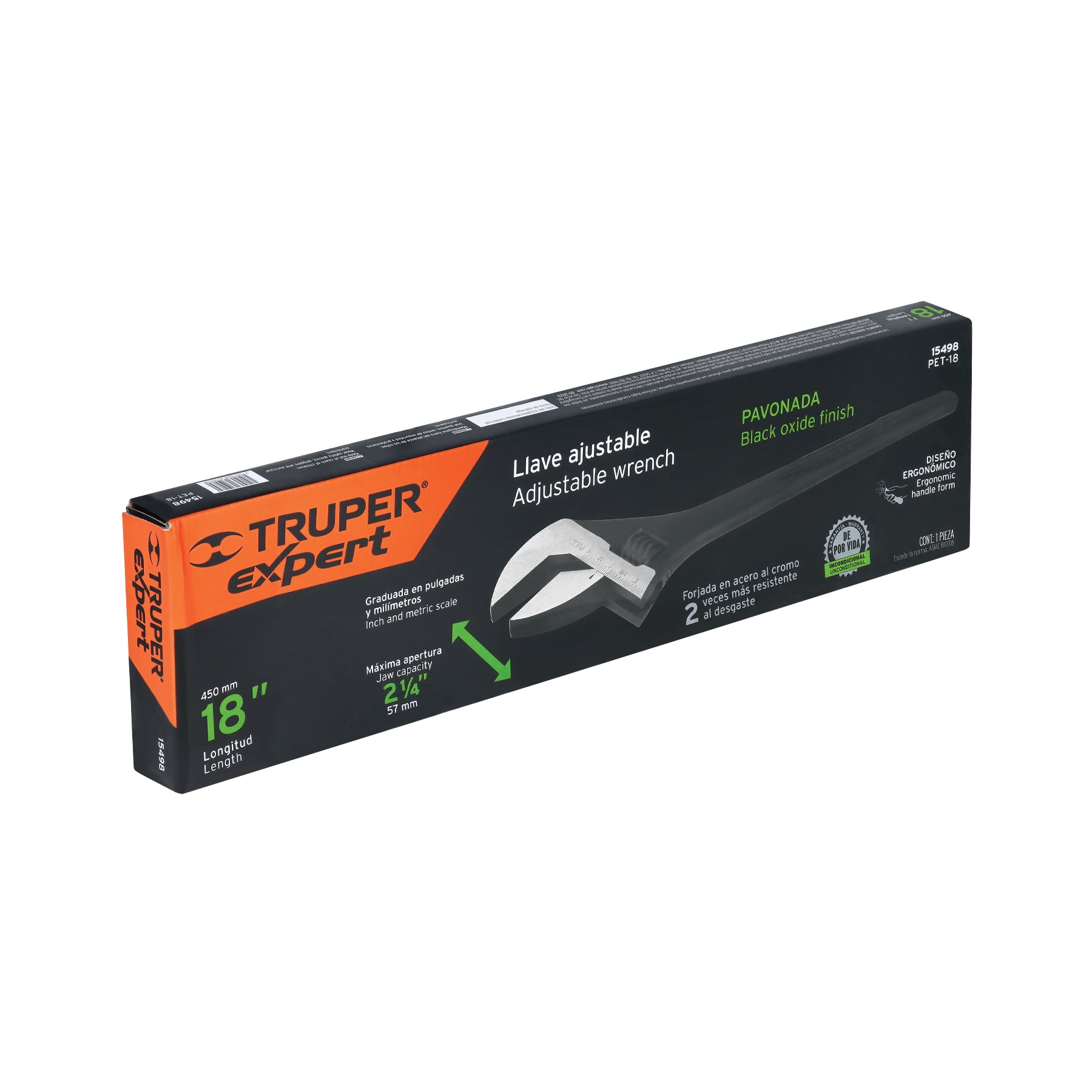 Llave ajustable (perico) 18" profesional pavonada, Truper - 15498