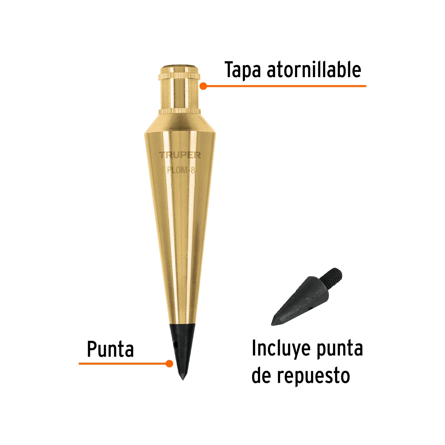 Plomada de latón 8 oz, Truper - 17070