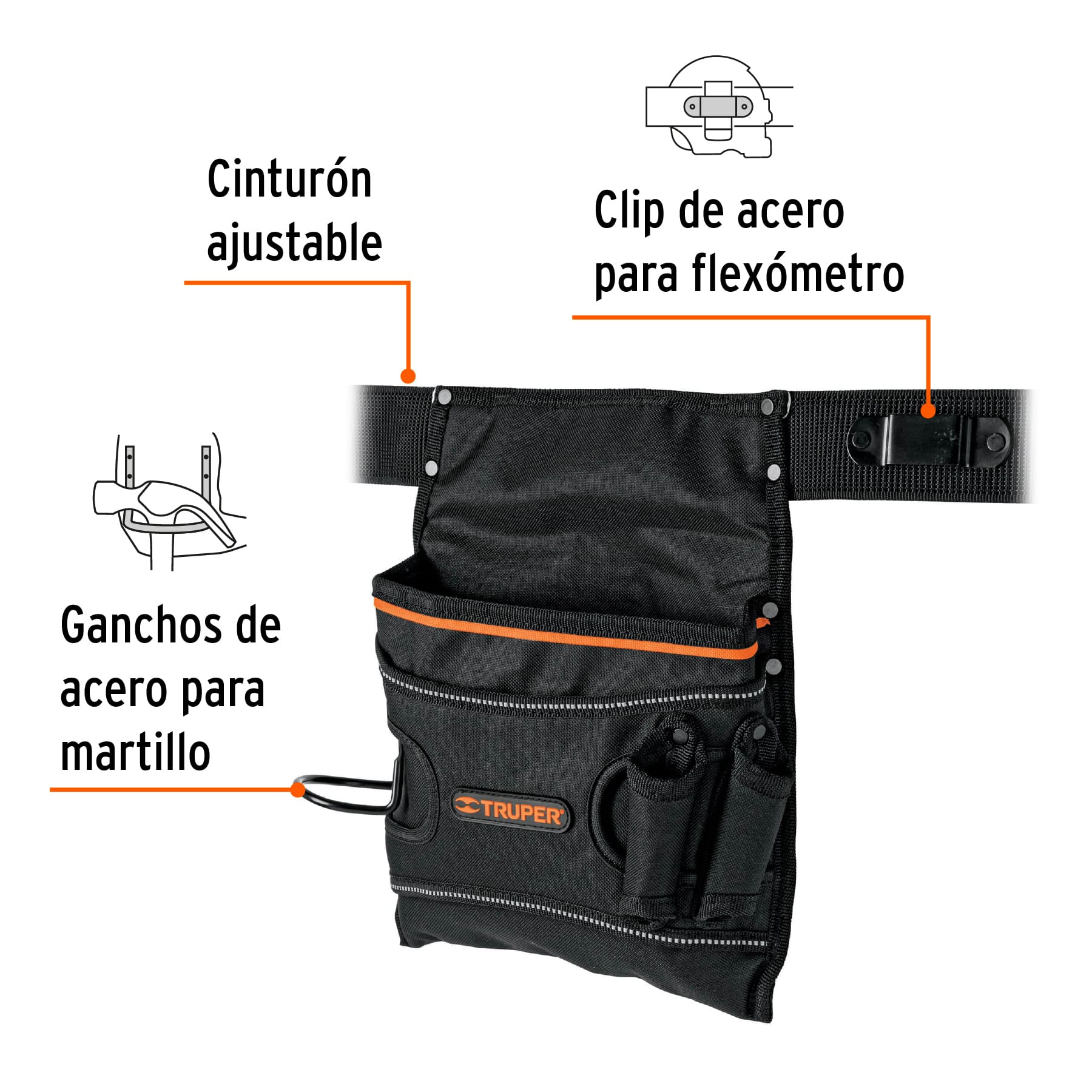 Porta herramientas de poliéster, 5 compartimentos, Truper - 101665