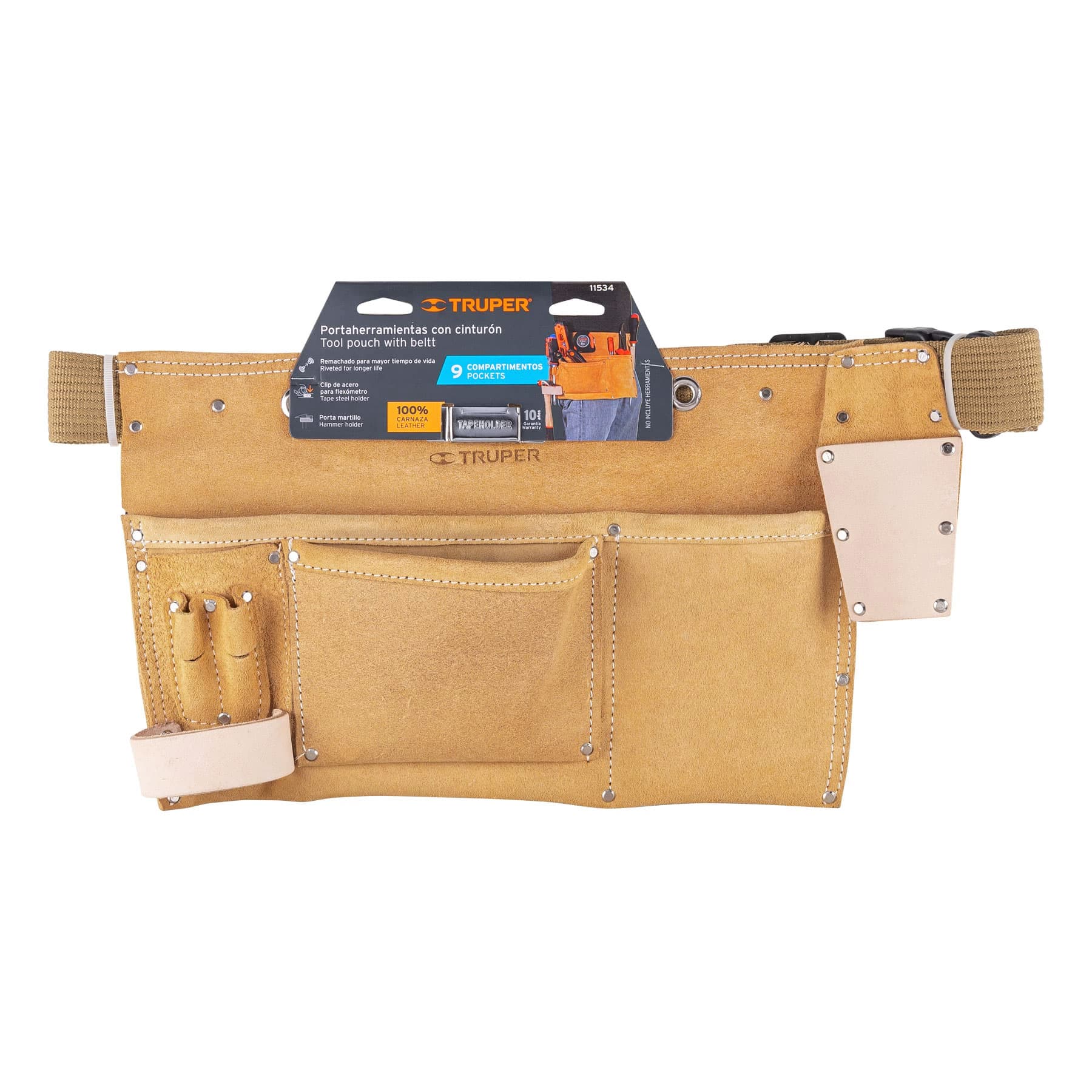 Porta herramientas de carnaza con 9 compartimentos, Truper - 11534