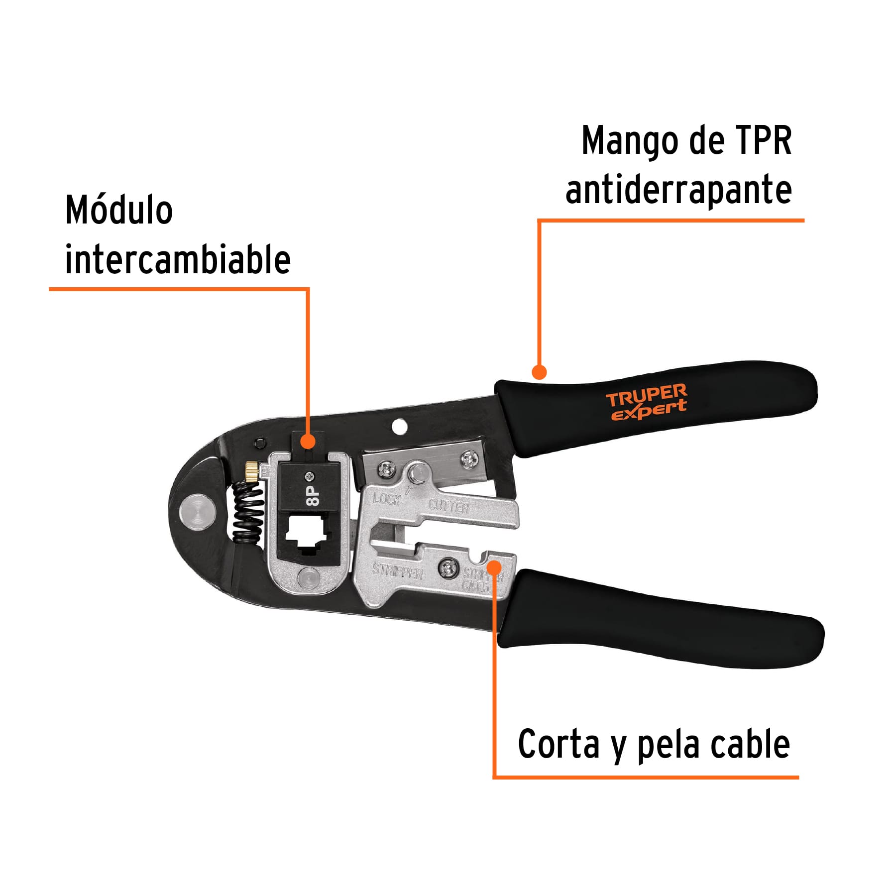 Pinza 8" ponchadora, módulos intercambiables, Truper - 18343