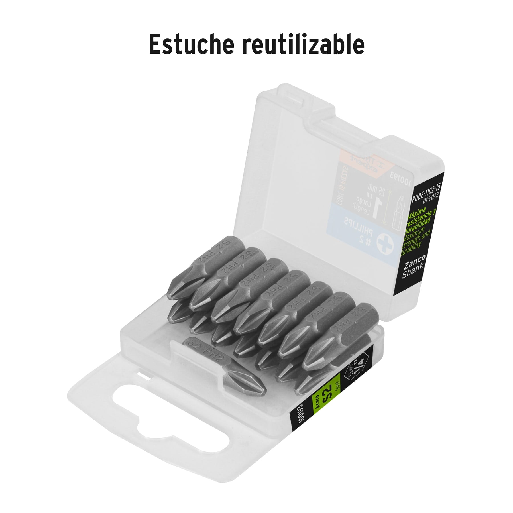 Estuche con 15 puntas de cruz PH2 largo 1", Truper Expert - 100193