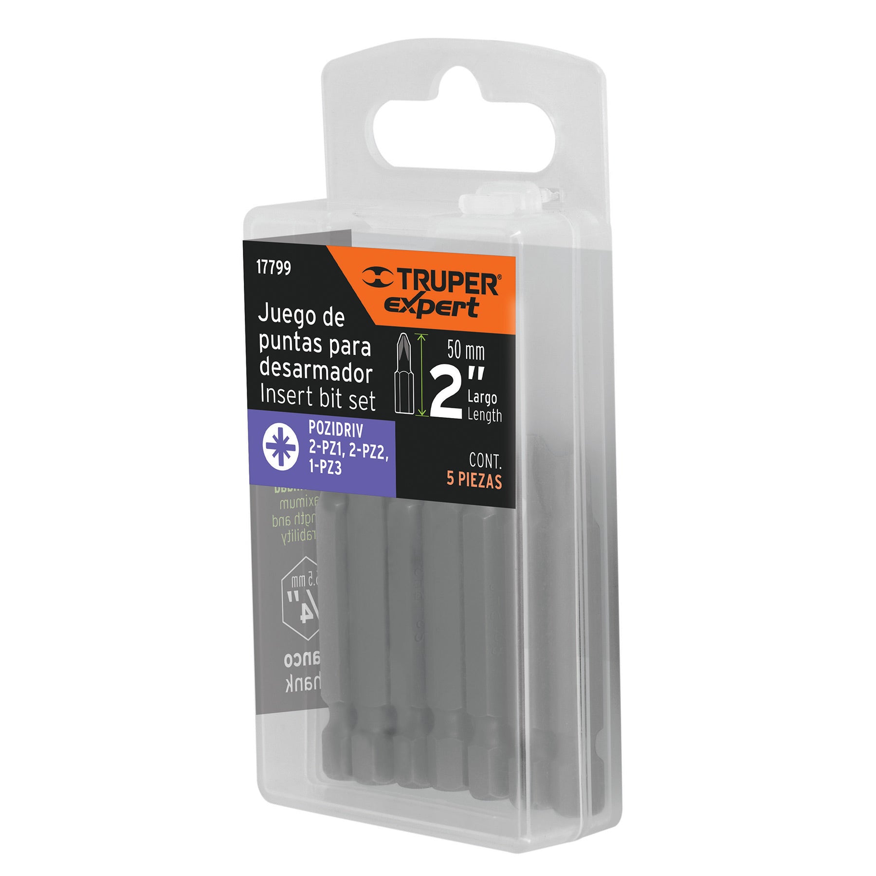 Juego de 5 puntas pozidriv combinadas largo 2", Expert - 17799