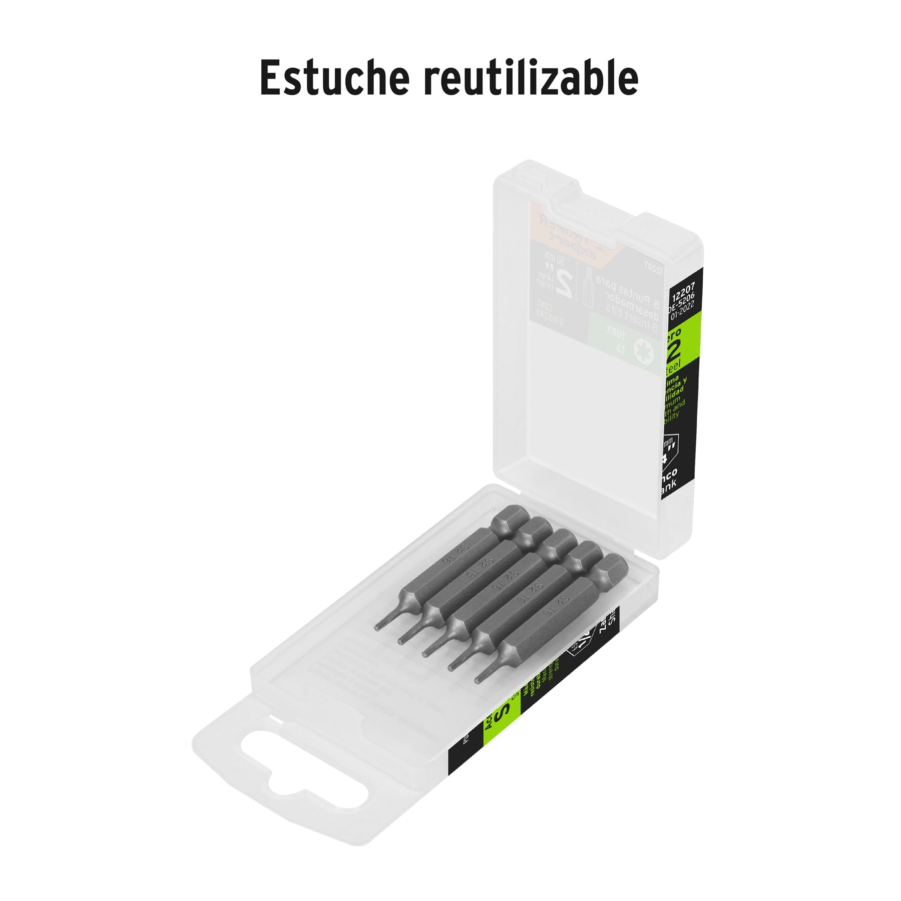 Estuche con 5 puntas torx T6 largo 2", Truper - 12207