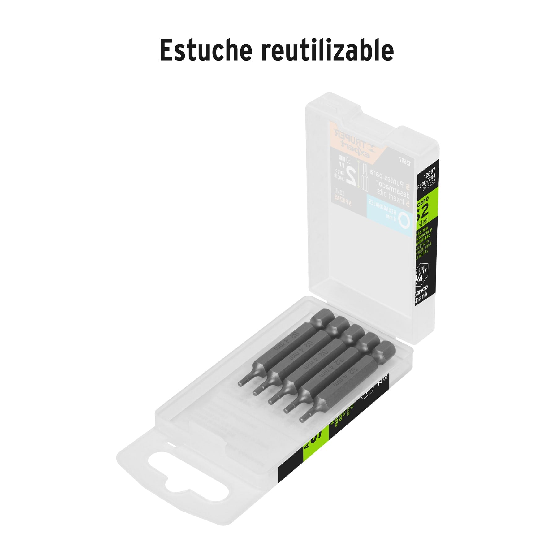 Estuche con 5 puntas hexagonales de 4 mm largo 2", Truper - 12697