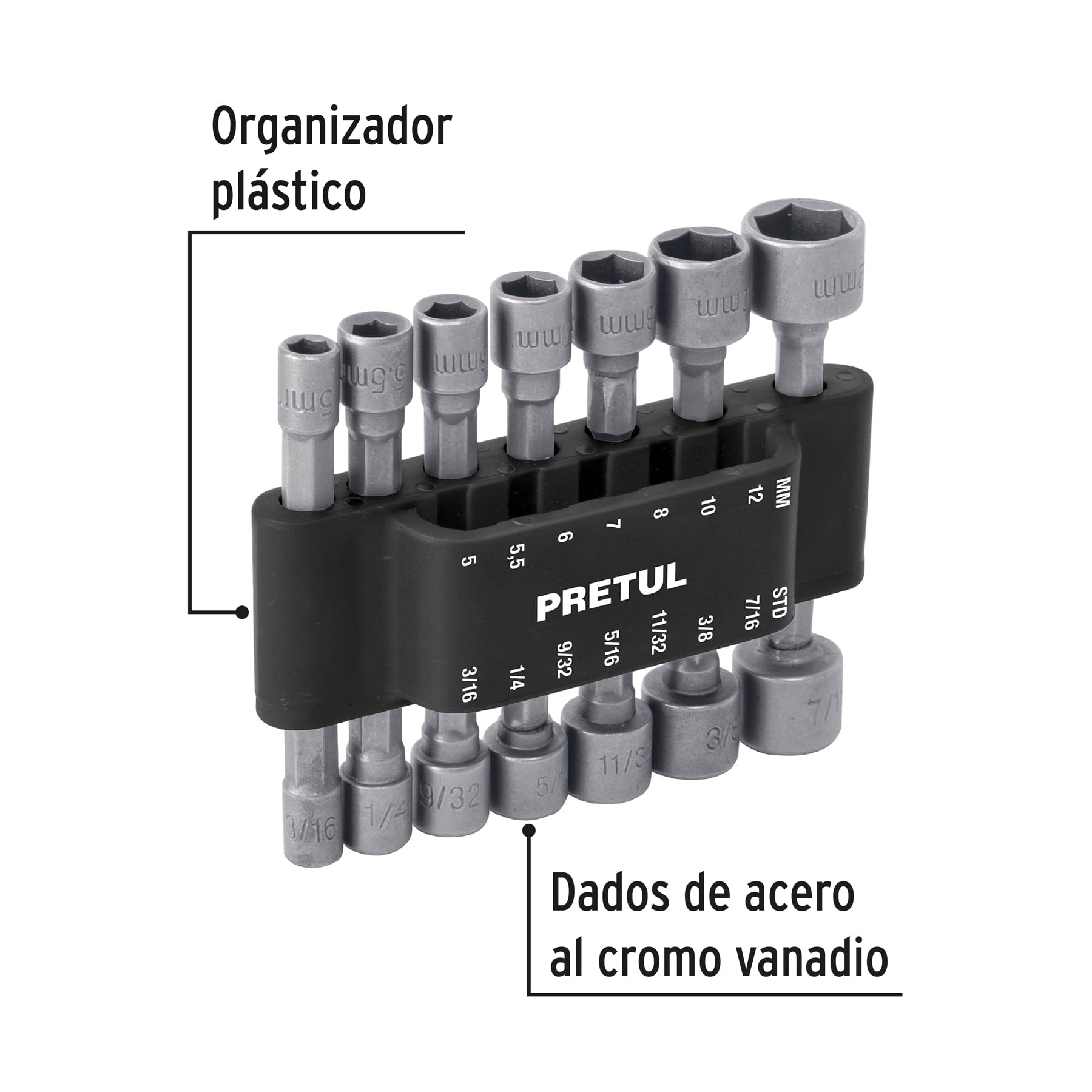 Juego de 14 dados para taladro, Pretul - 12844
