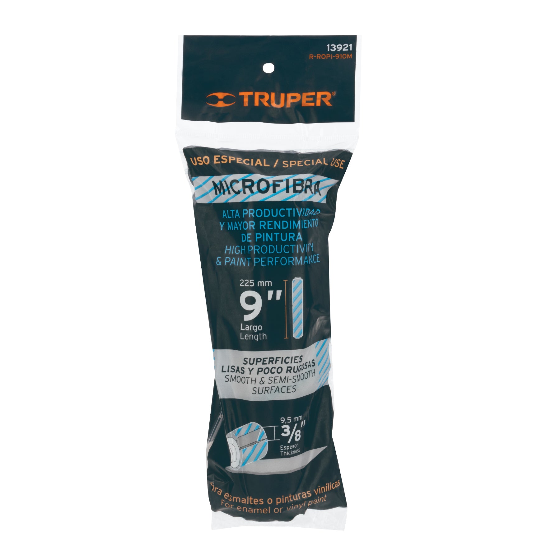 Felpa p/rodillo, microfibra 9x3/8", superficies poco rugosas - 13921