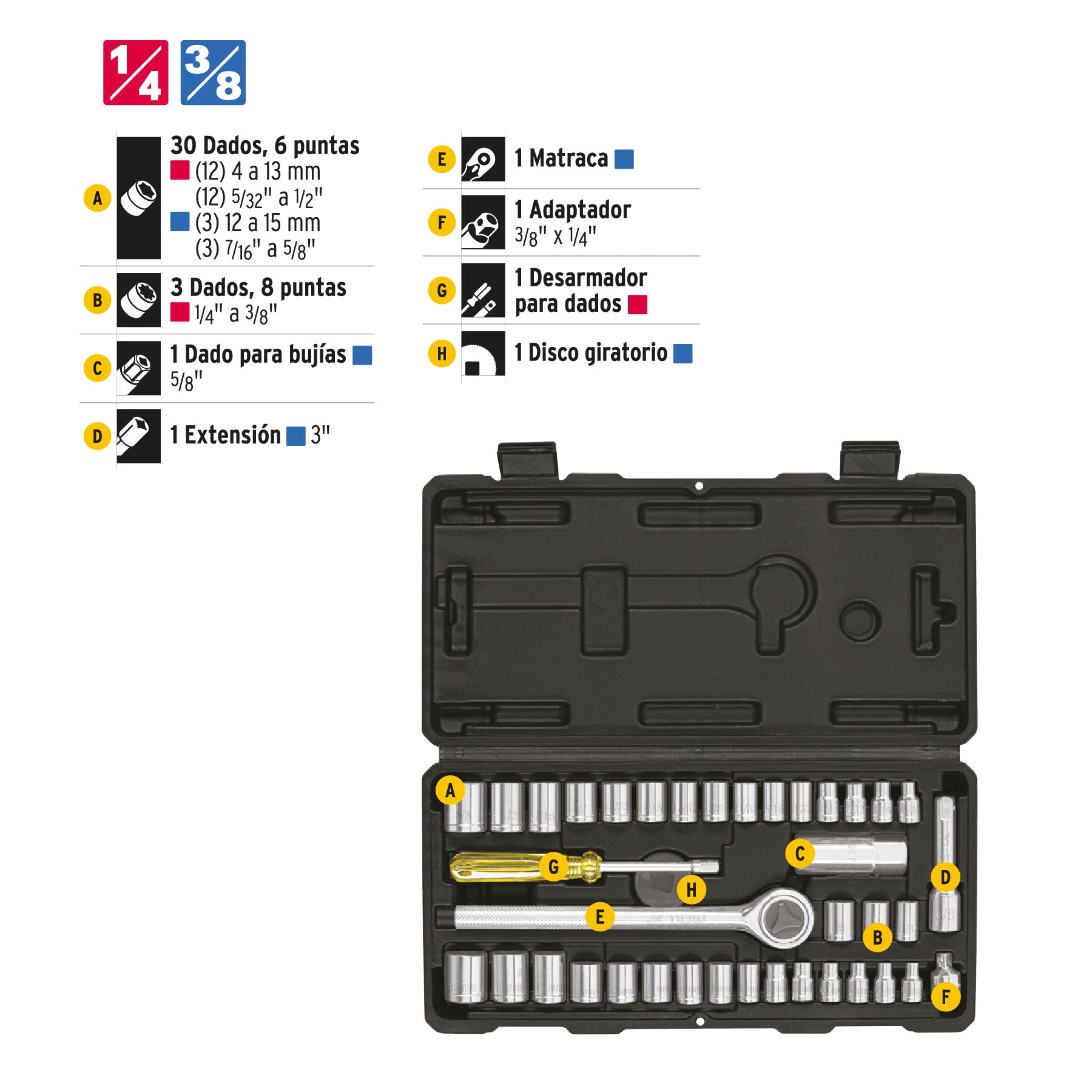 Juego de dados de 39 piezas, Pretul - 24220