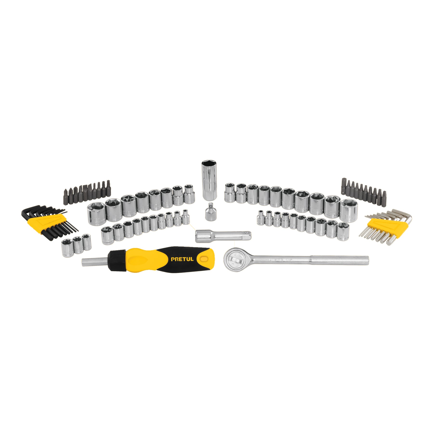 Juego de 83 herramientas 1/4" y 3/8" para mecánico, Pretul - 22984