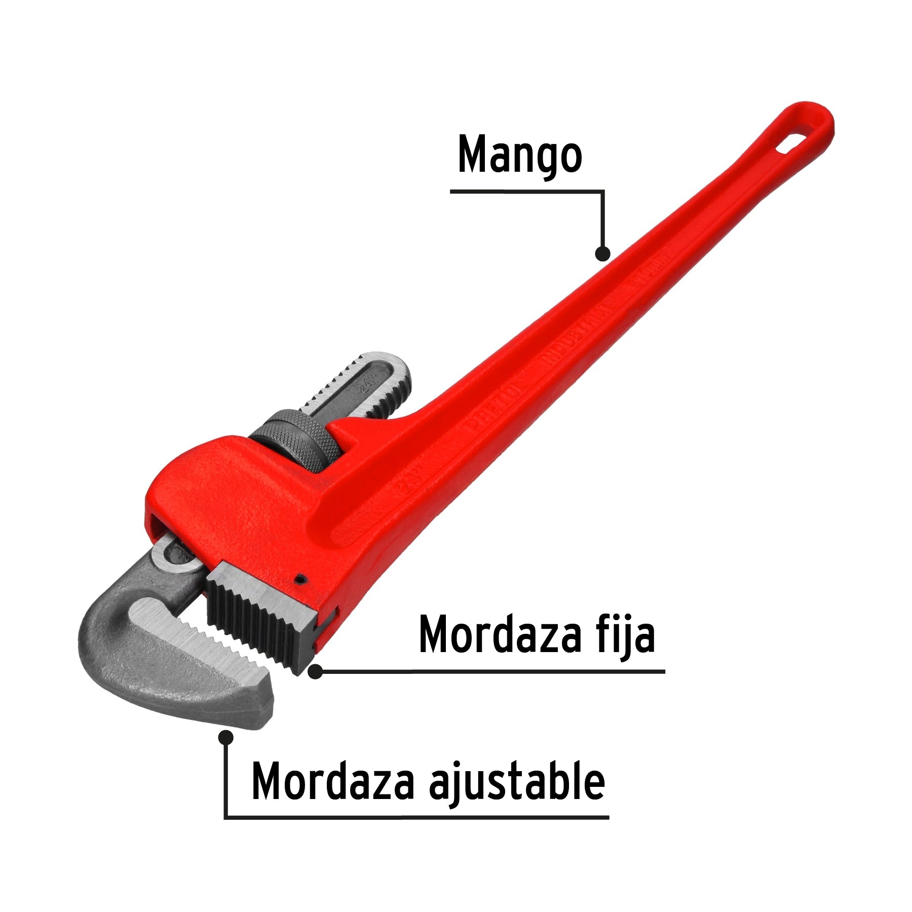 Llave stilson 24" cuerpo de hierro maleable, Pretul - 22015