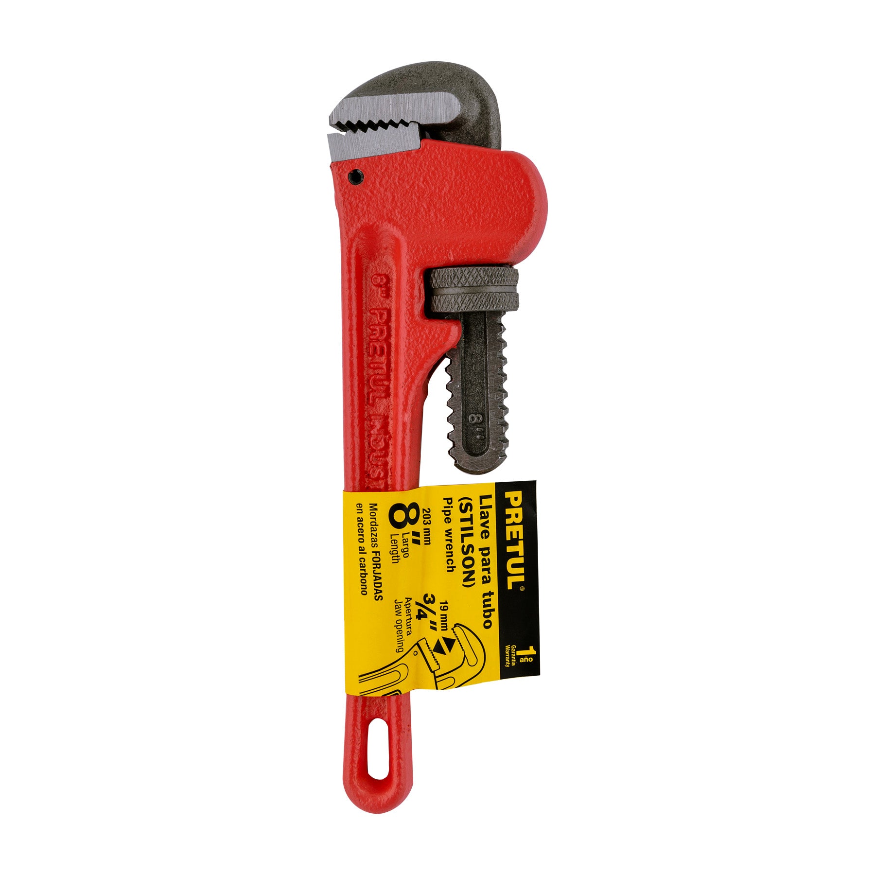 Llave stilson 8" cuerpo de hierro maleable, Pretul - 22010