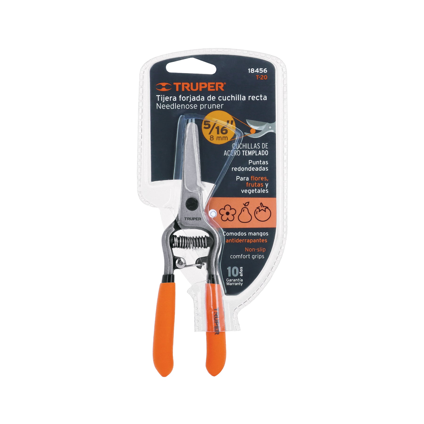 Tijera forjada para poda 6", recta, corte de frutas, Truper - 18456