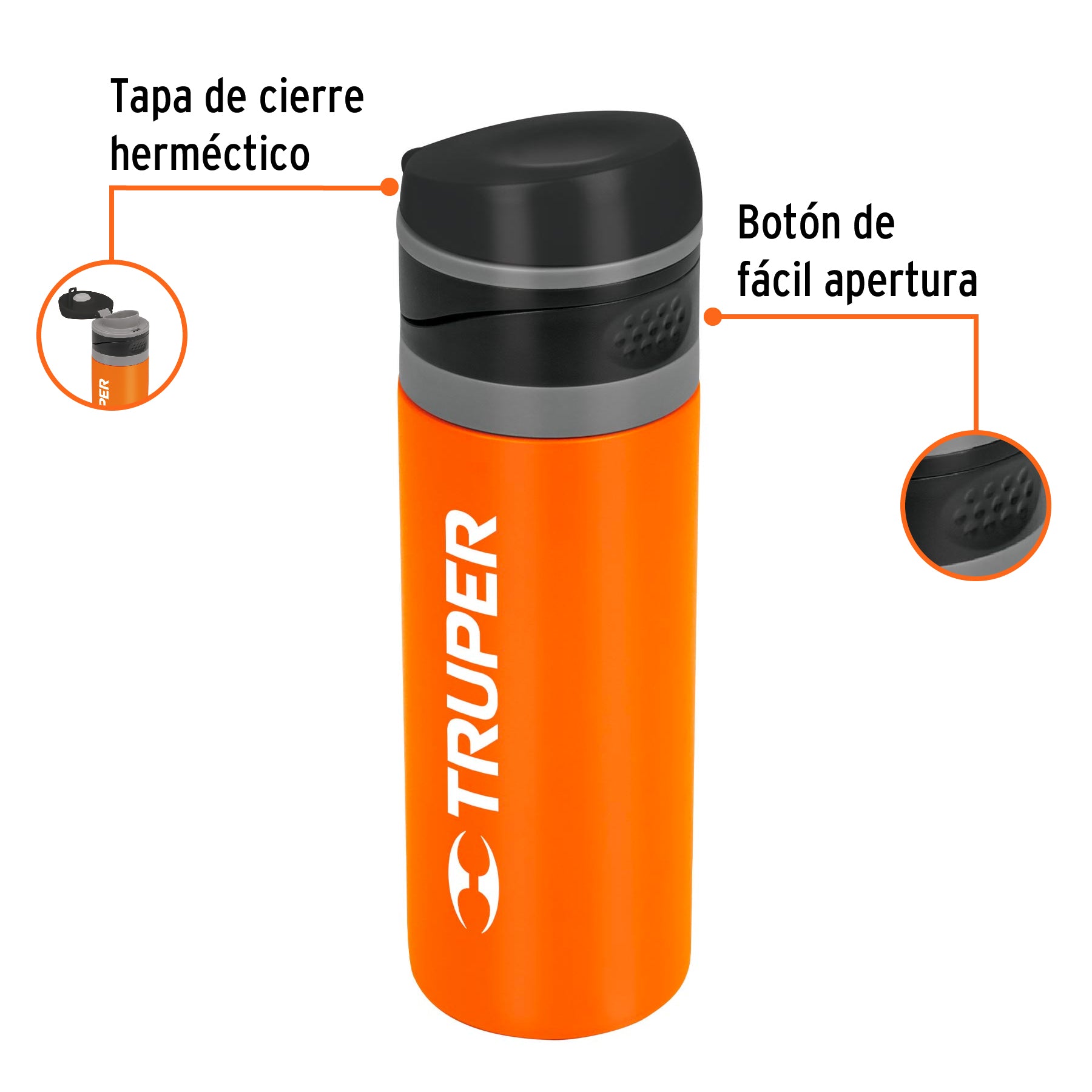 Termo de acero inoxidable de 400 ml, Truper - 62100