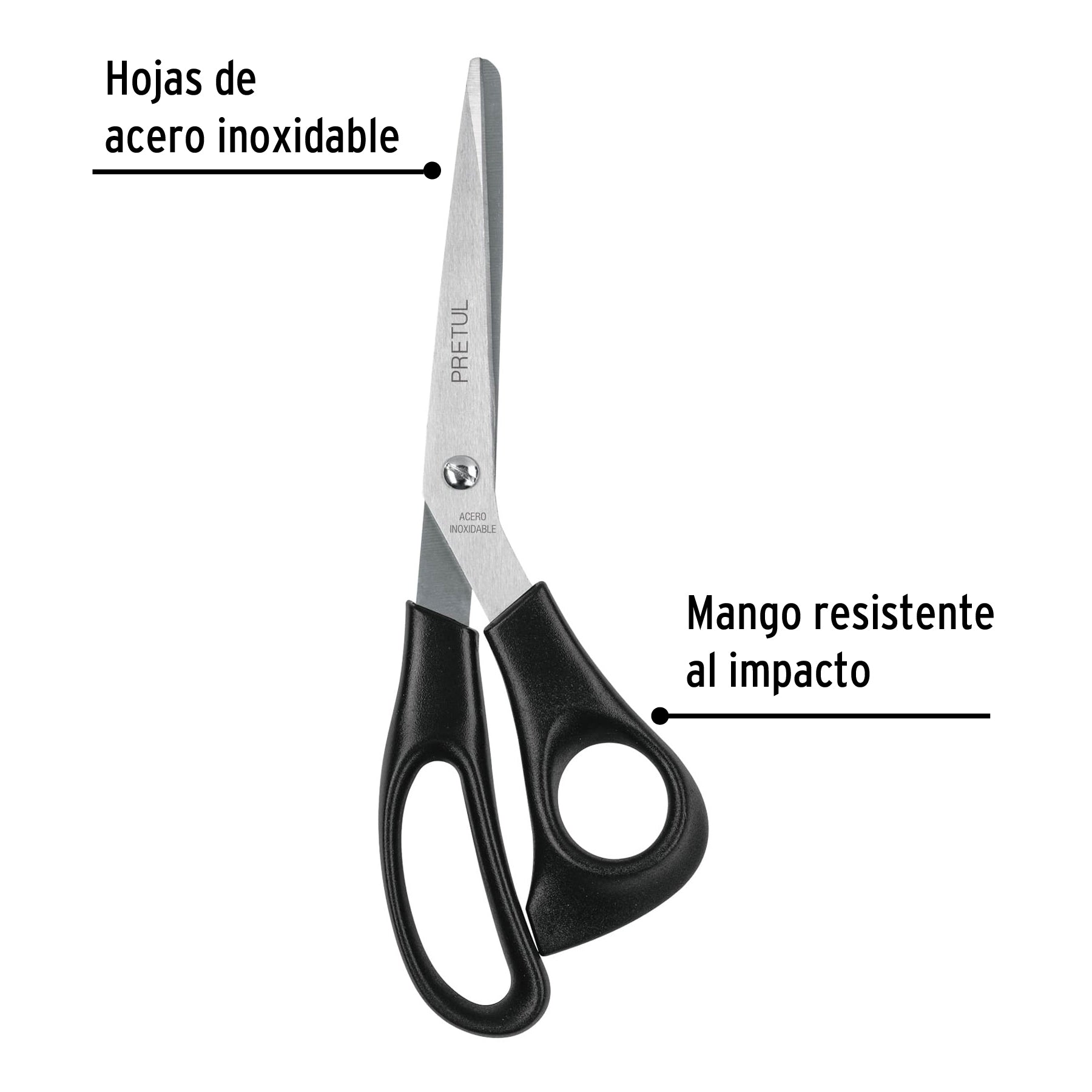 Tijera 8" de acero inoxidable para casa y oficina, Pretul - 23185