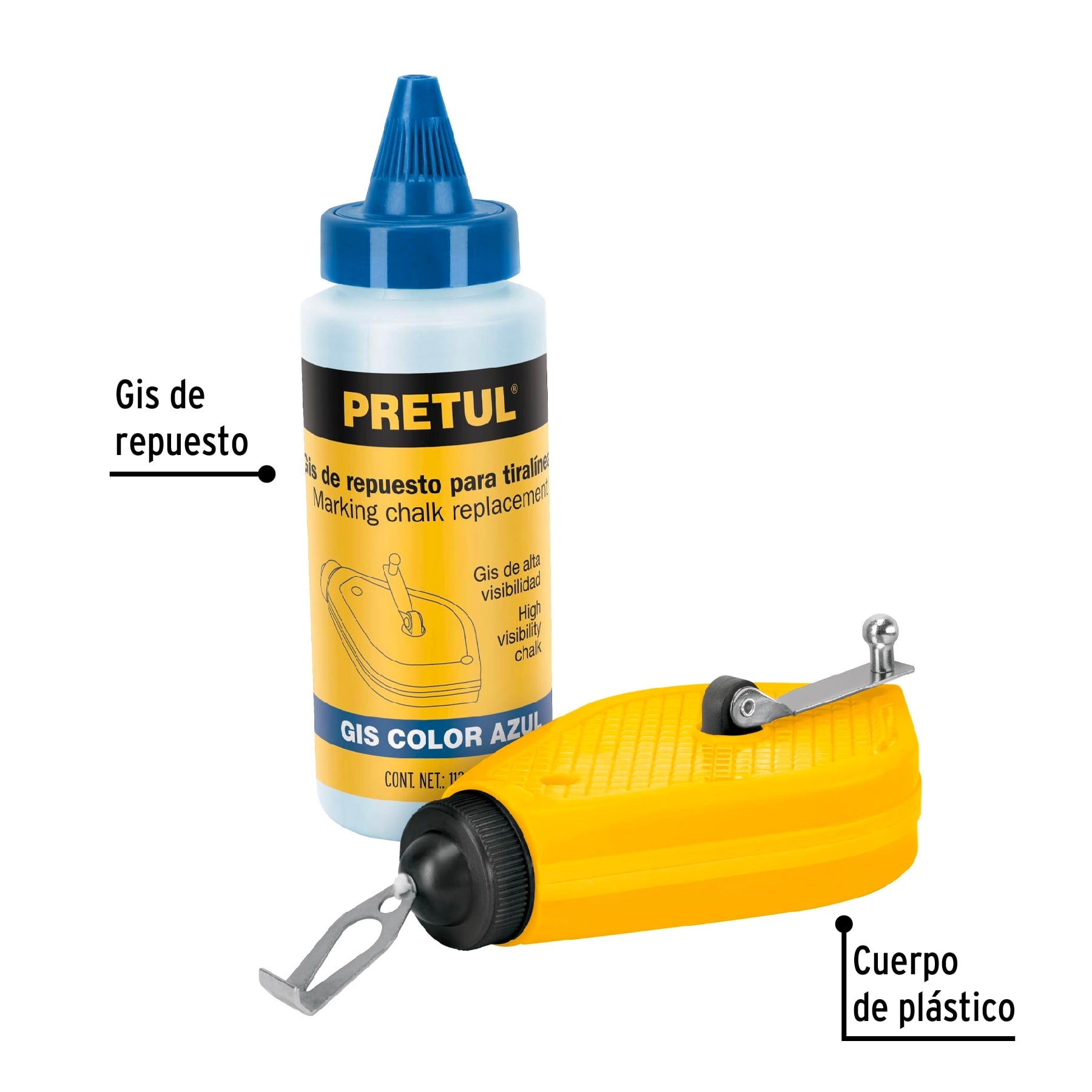 Tiralíneas plástico con gis 15 m (50 ft), Pretul 28574