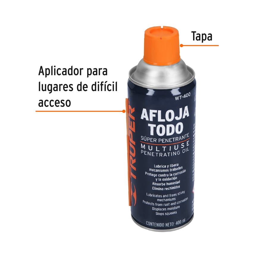 Aflojatodo Aceite multiusos en aerosol, 400ml (14oz), Truper - 13471