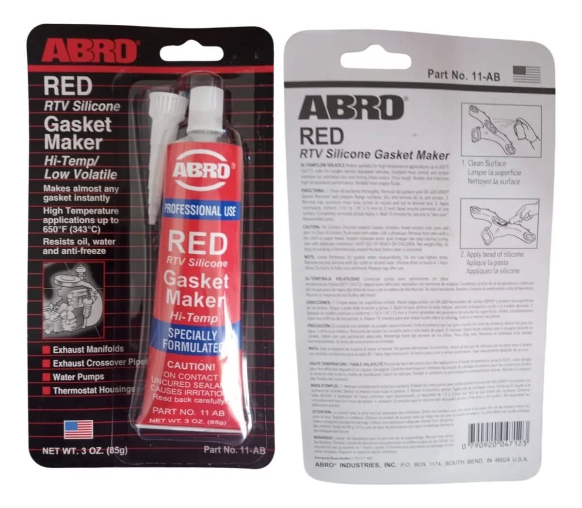 Silicona Automotriz Rojo/Roja Abro 11-AB (USA) 3 OZ