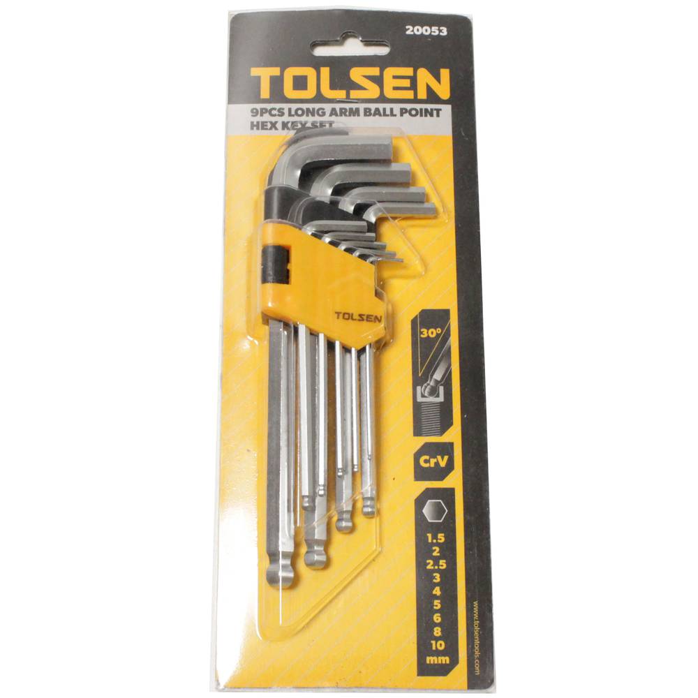 LLAVES HEXAGONALES DE BRAZO LARGO DE PUNTA DE BOLA 9 PCS - 20053