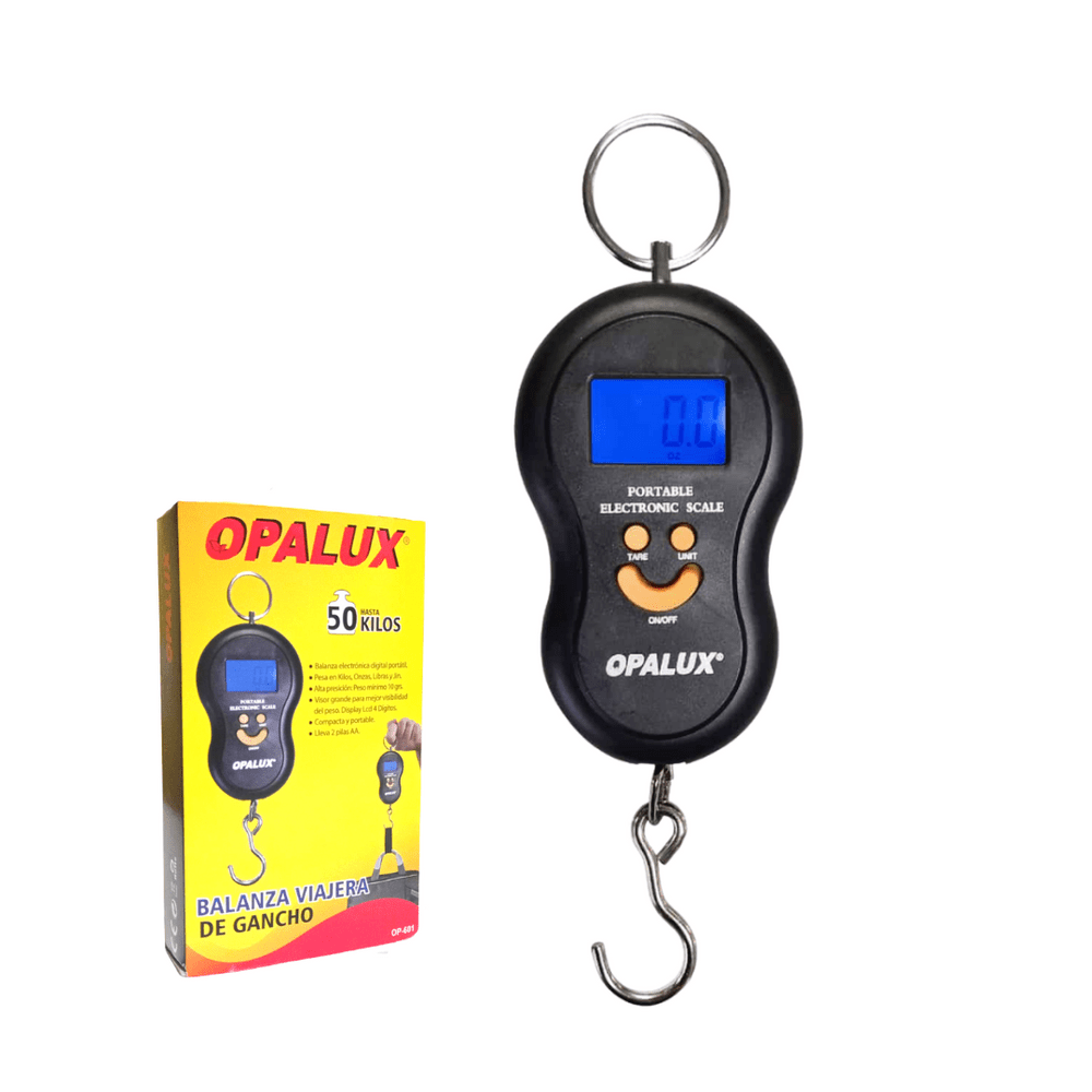 Balanza Portable De Gancho 10gr-50kg 2 Pilas AAA Opalux OP-601