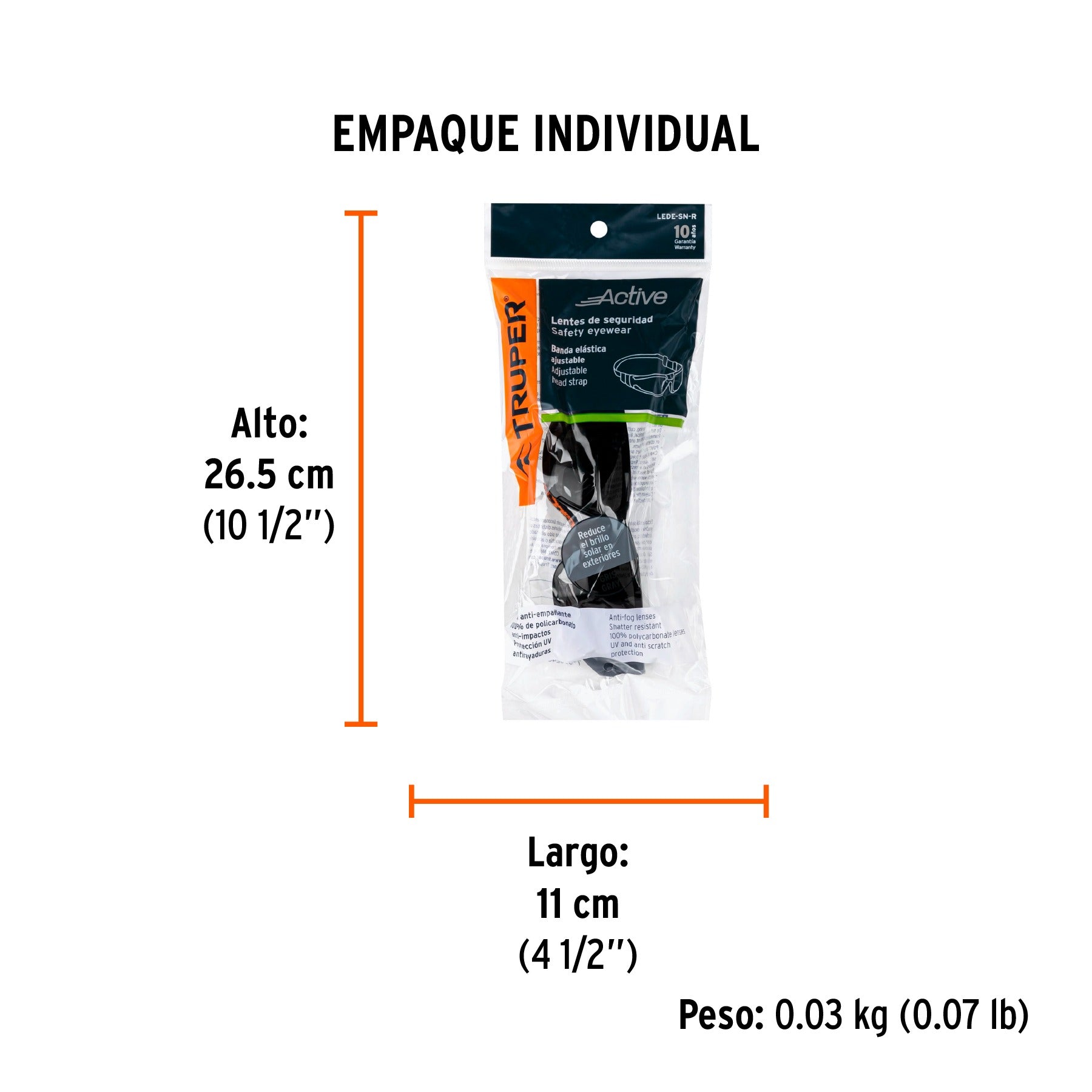 Lentes de seguridad, gris con banda elástica, TRUPER - 100293