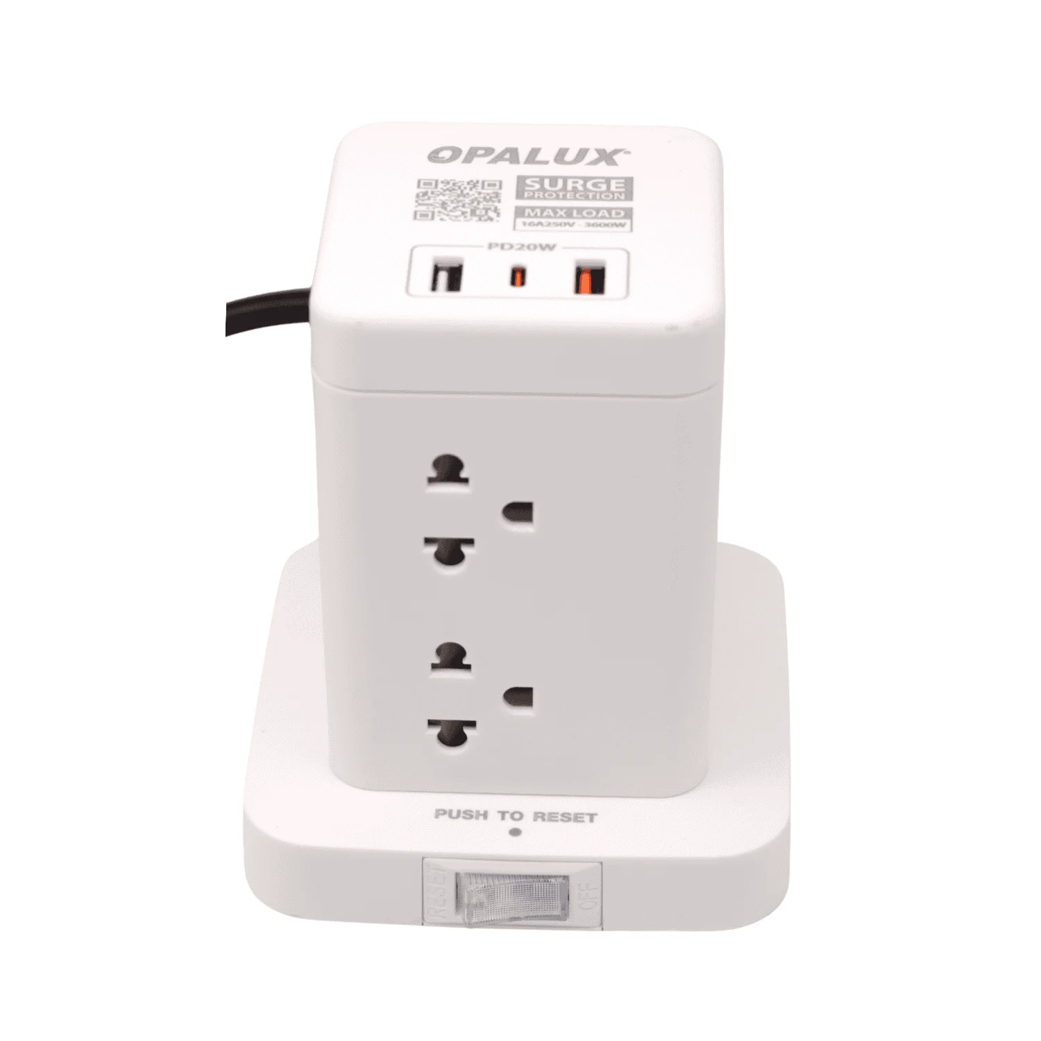 Adaptador tipo Torre de 8 tomas 2 Usb Tipo A + Tipo C Opalux OP-TW8