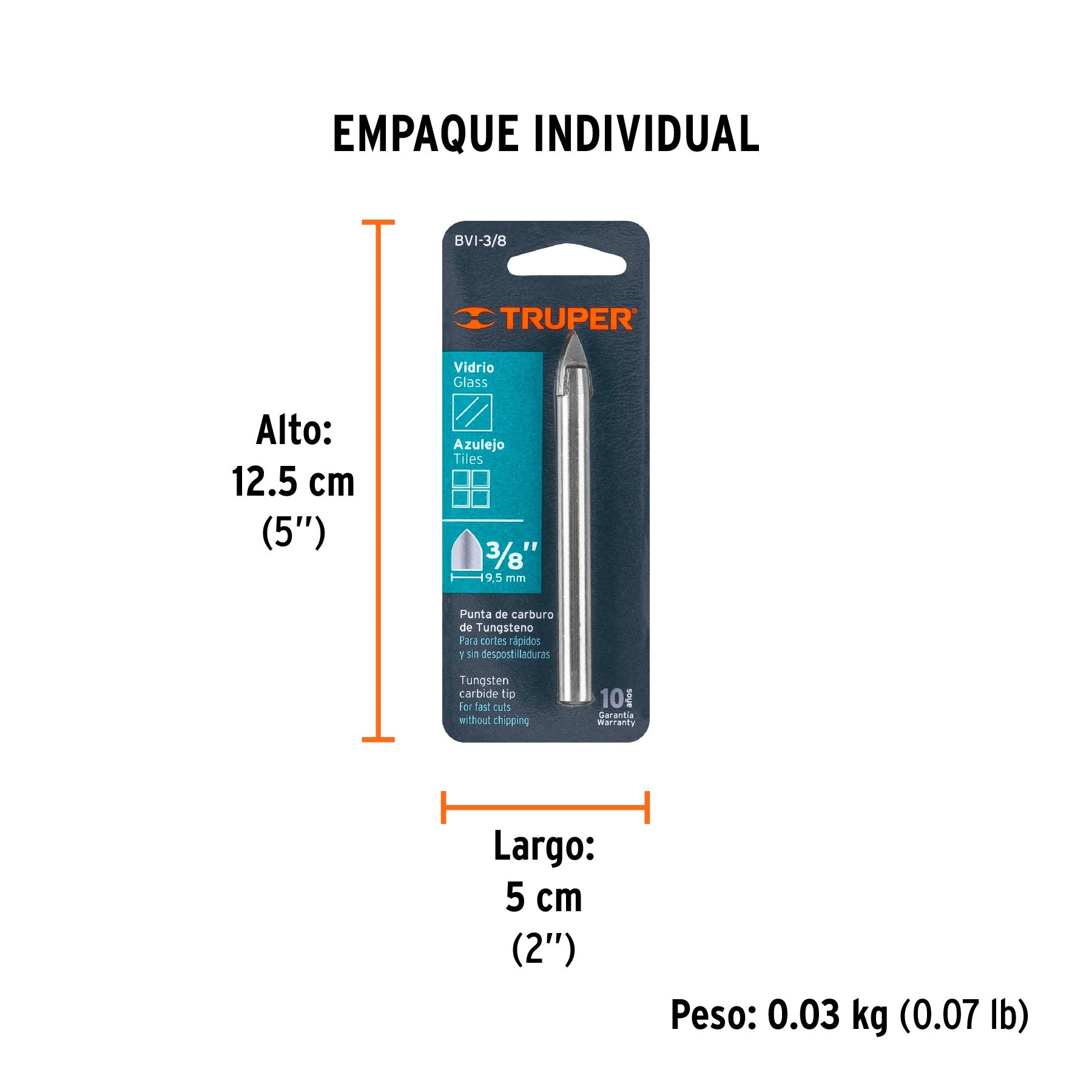 Broca para vidrio y azulejo de 3/8", Truper - 11704