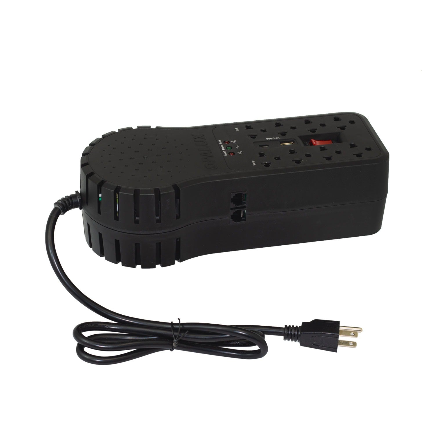 Estabilizador de Voltaje de 1200W 8 Salidas con USB OPALUX OP-8R2000V