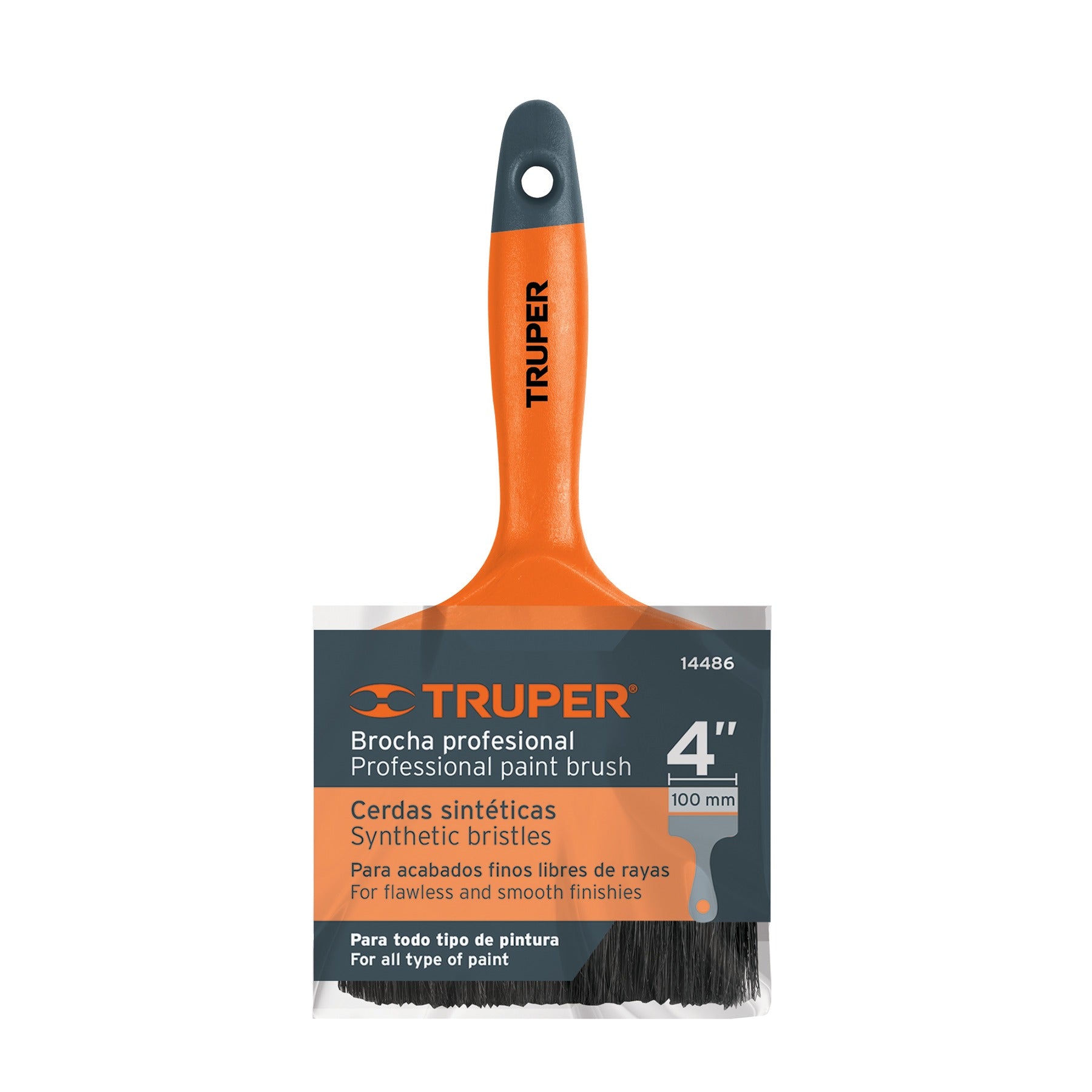Brocha profesional de 4" con mango de plástico, Truper - 14486
