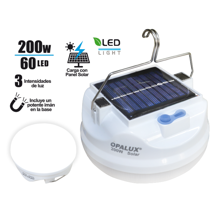 Lámpara Portátil Recargable con Panel Solar 200W OP-FD200W OPALUX