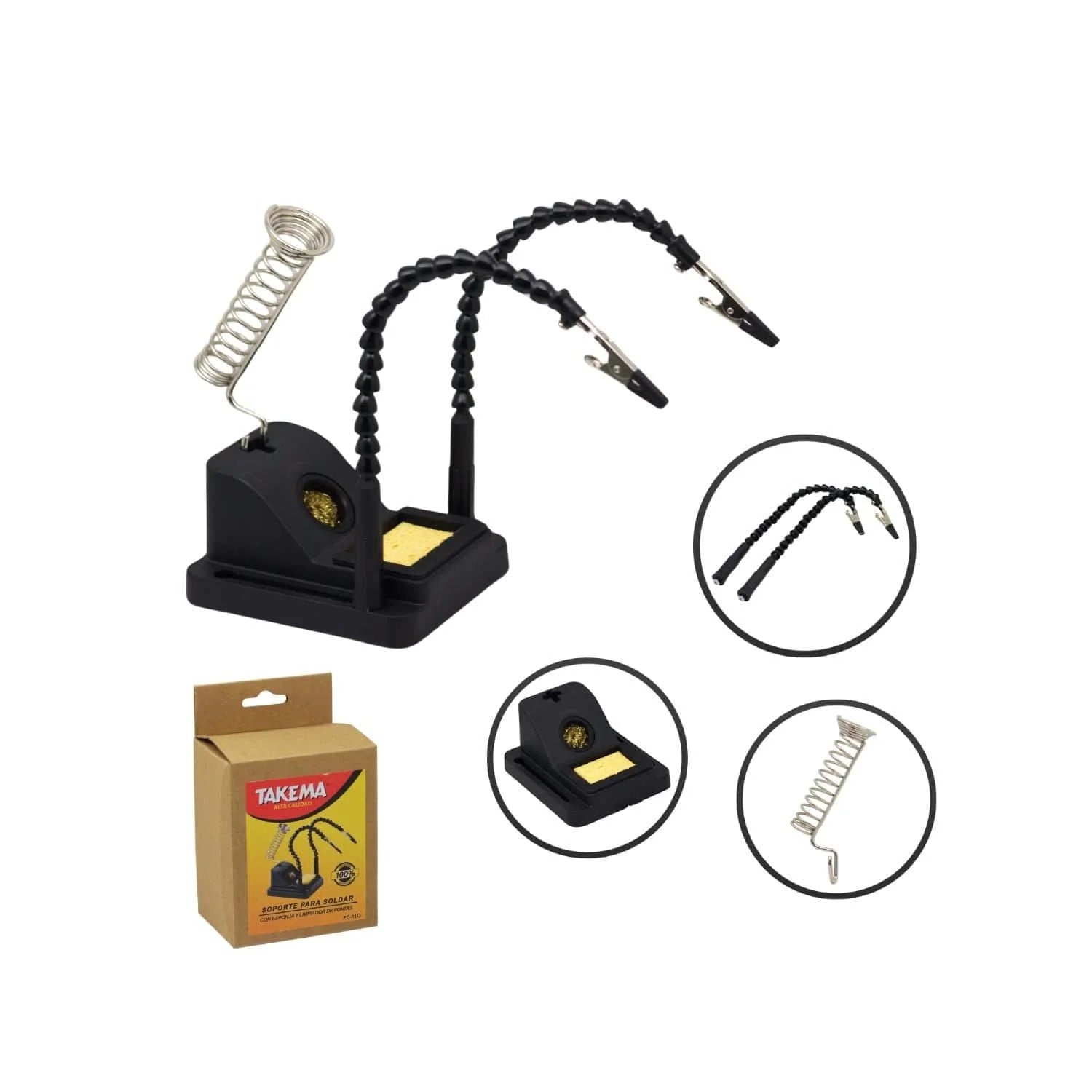 Soporte Para Soldar C/ Esponja y Limpiador de Puntas ZD-11Q TAKEMA