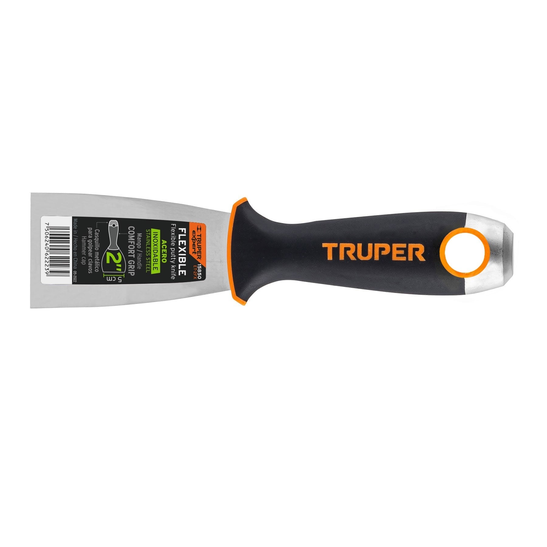 Espátula flexible 2" acero inoxidable, Comfort Grip, TRUPER - 15850