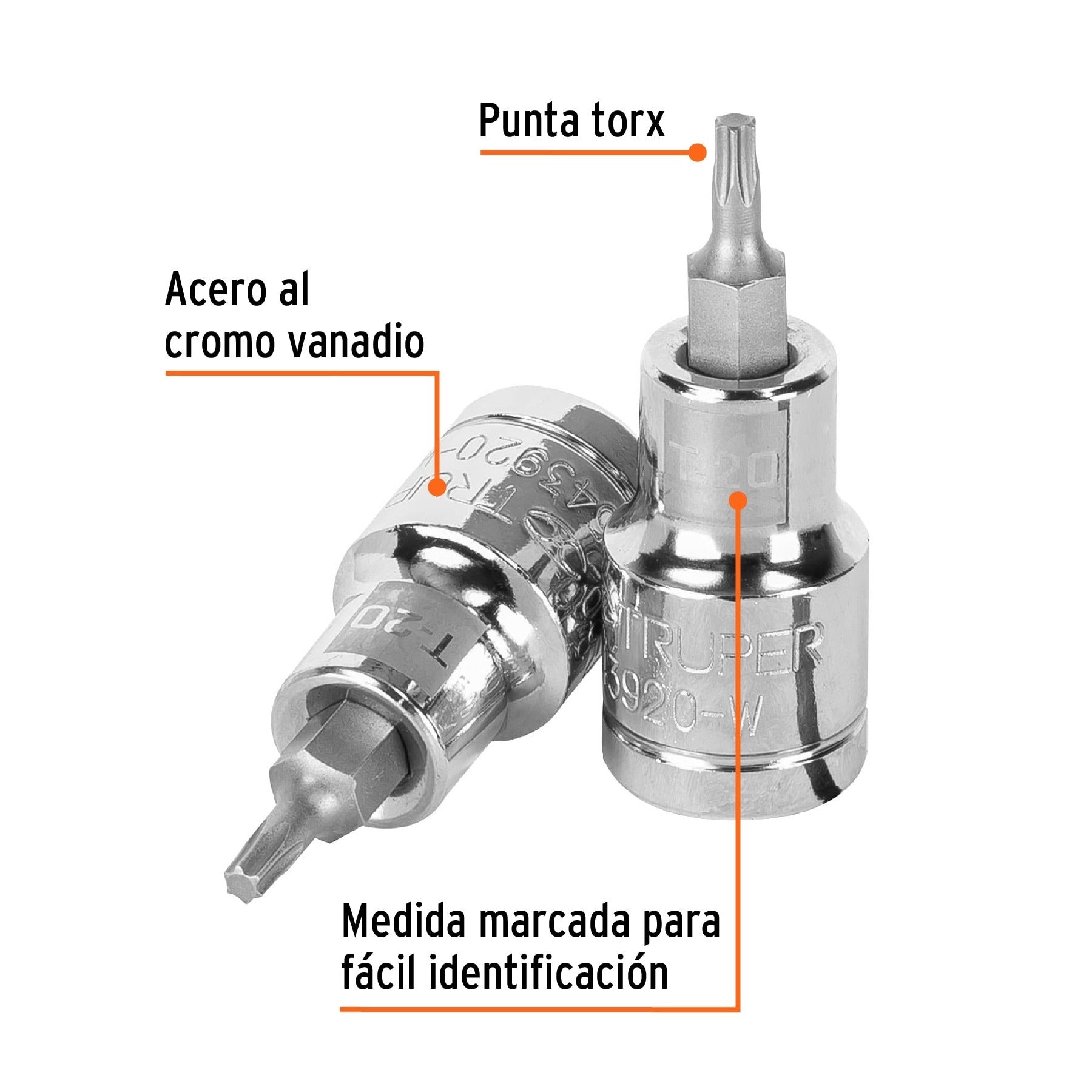 Dado punta torx T-20, cuadro 1/2", TRUPER - 13434
