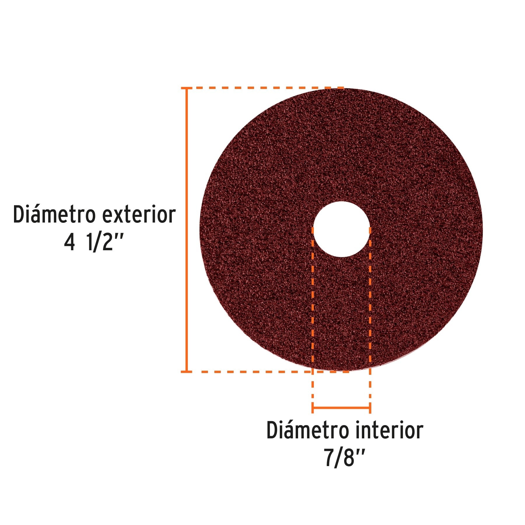 Disco de lija 4-1/2" con respaldo de fibra, grano 36, TRUPER 100125