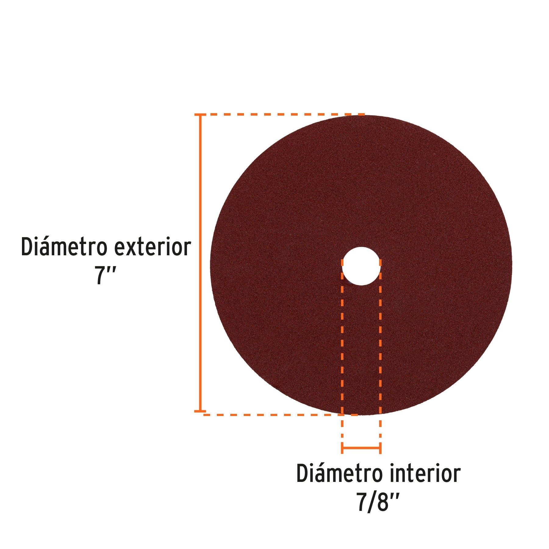 Disco de lija de 7" con respaldo de fibra, grano 120, TRUPER - 100163