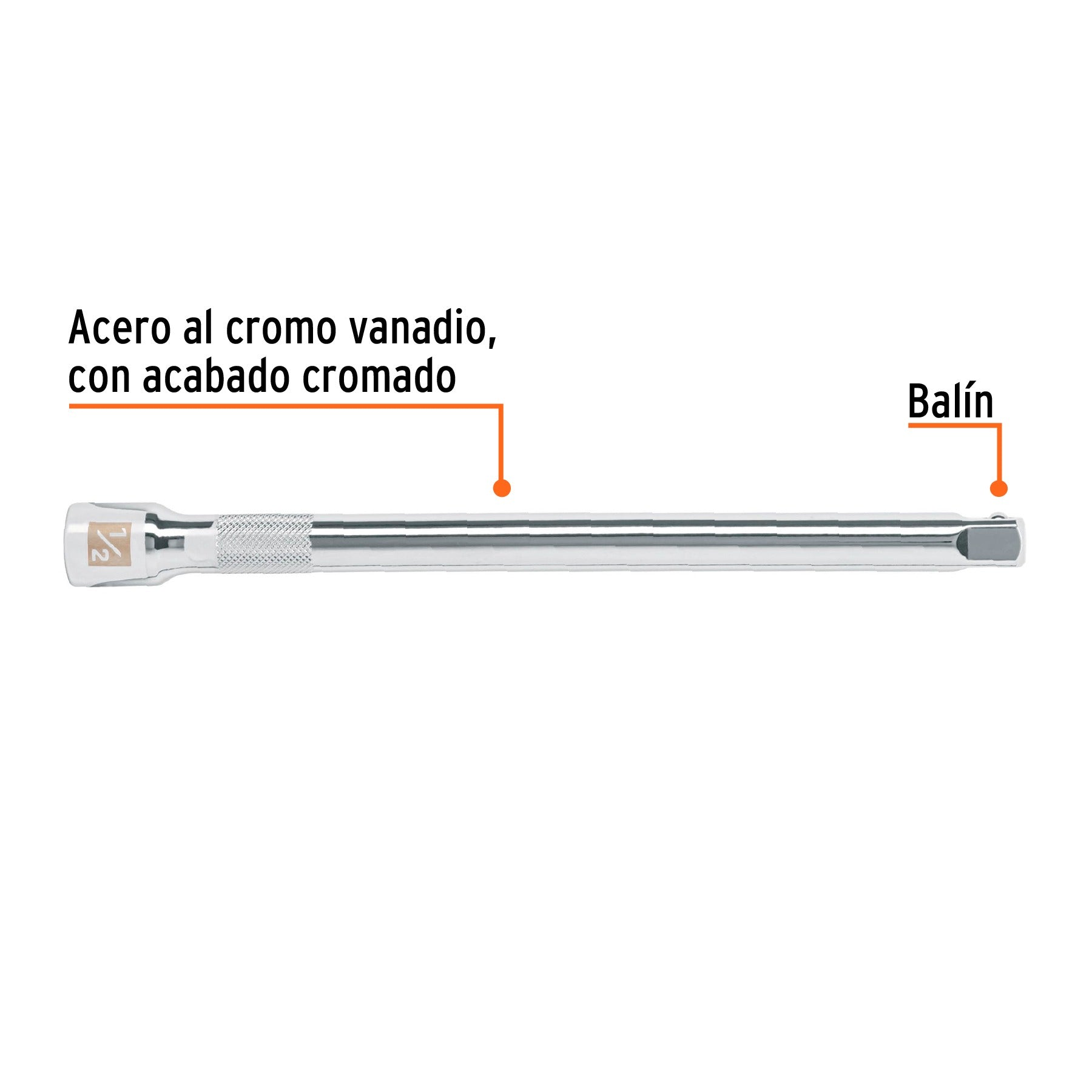 Extensión cuadro 1/2" para matraca, largo 10", TRUPER - 13418