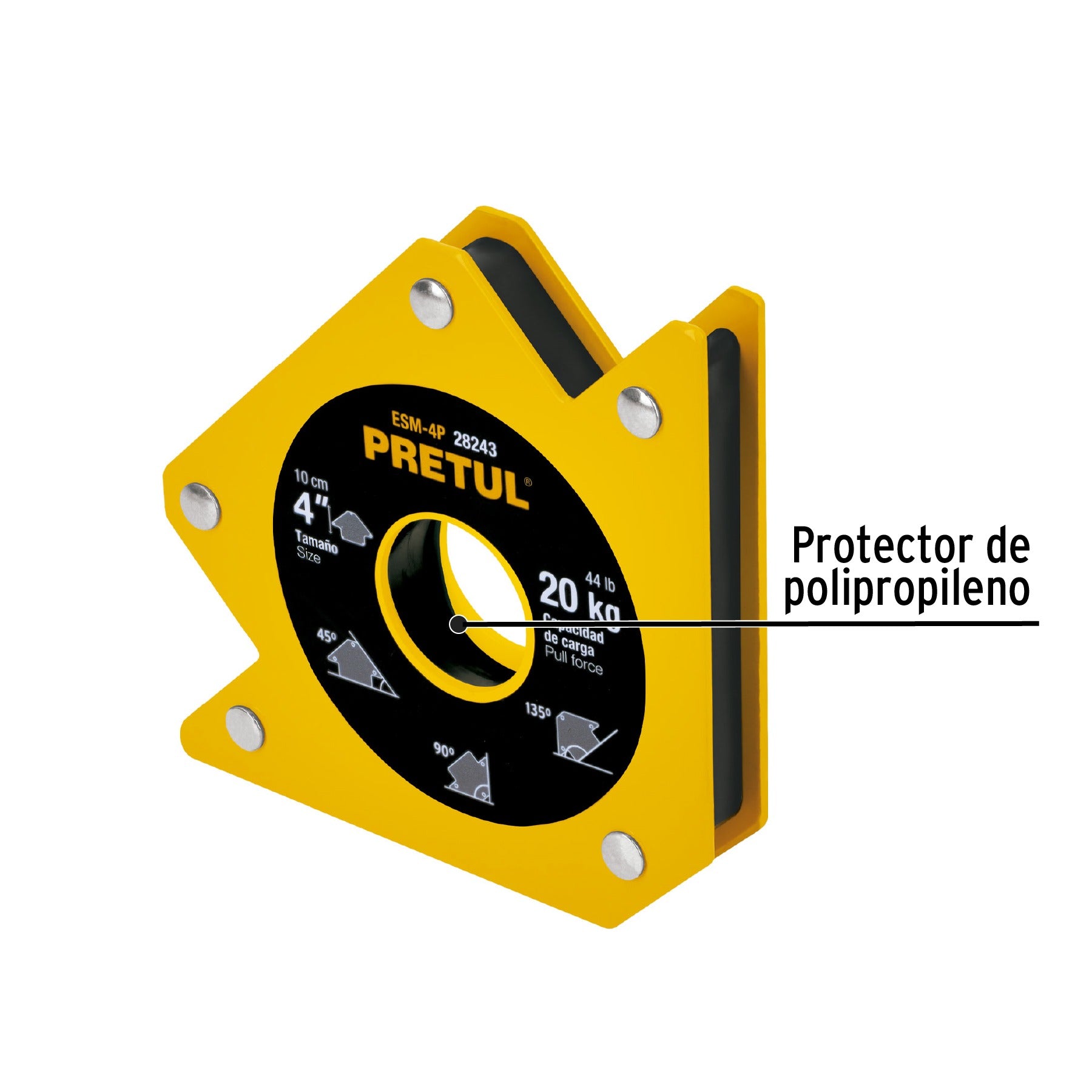 Escuadra magnética para soldar de 4", carga 20 kg, PRETUL 28243