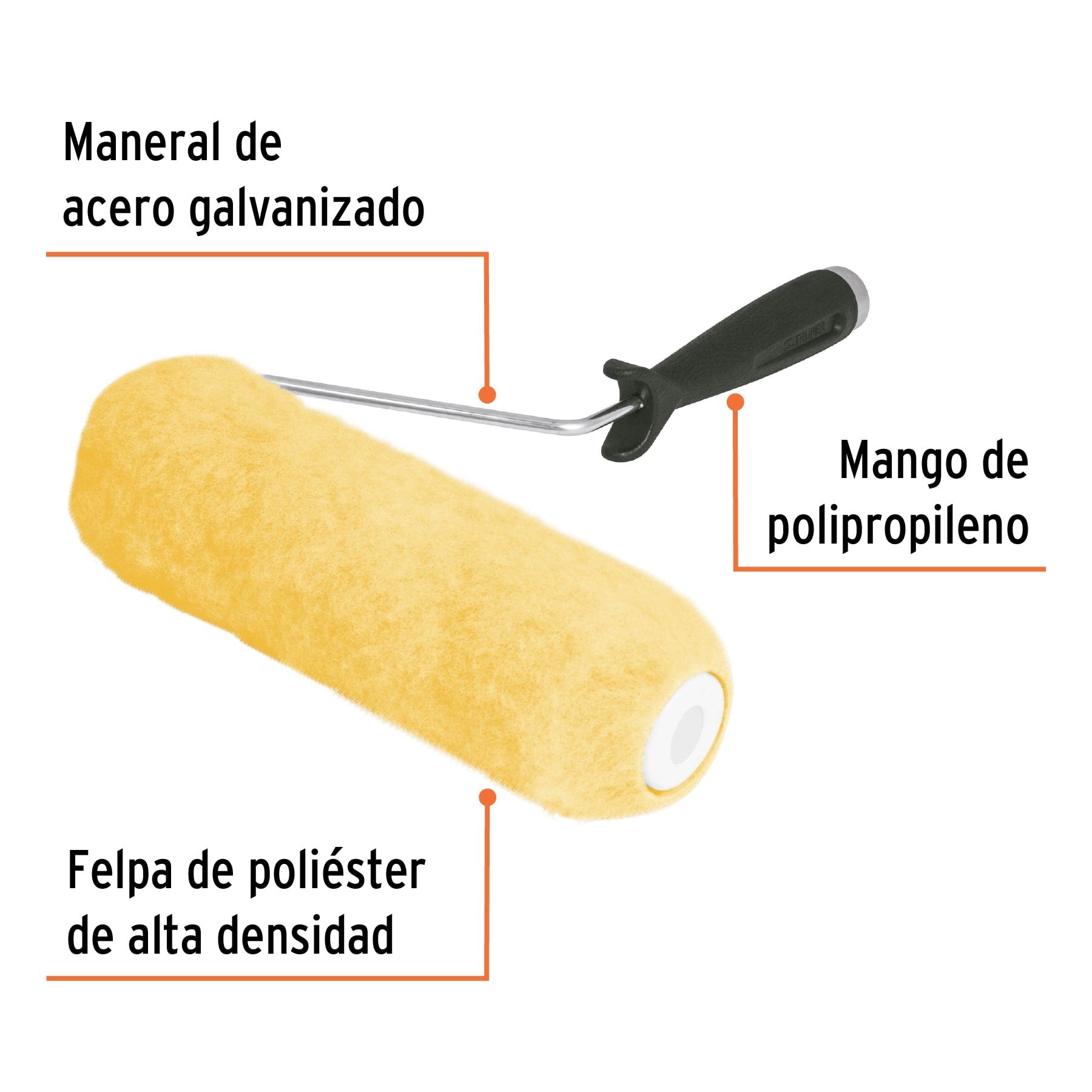 Rodillo para pintar 9 x 3/4" superficies rugosas, TRUPER 13877