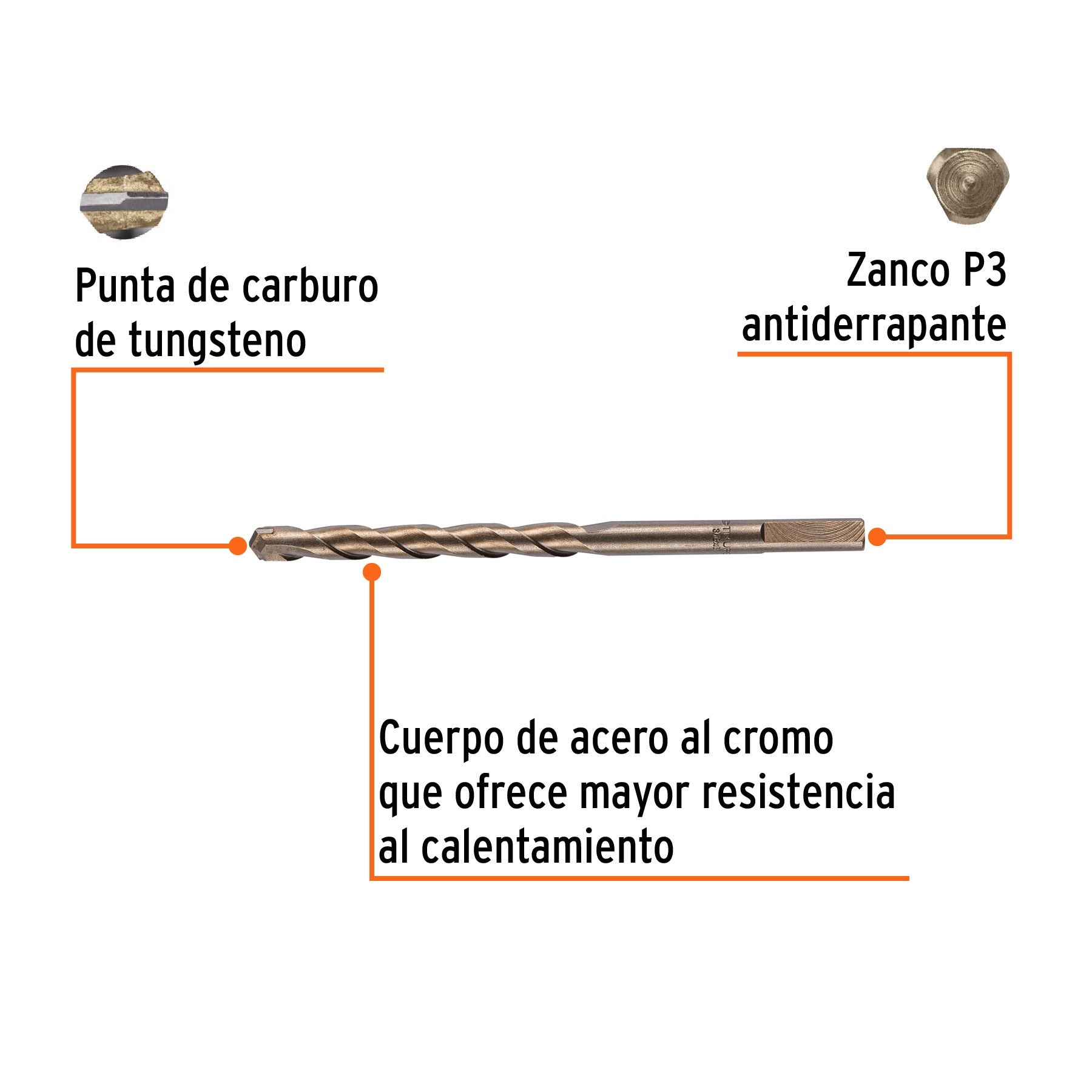 Broca para concreto de 3/8 x 6", Truper - 11224